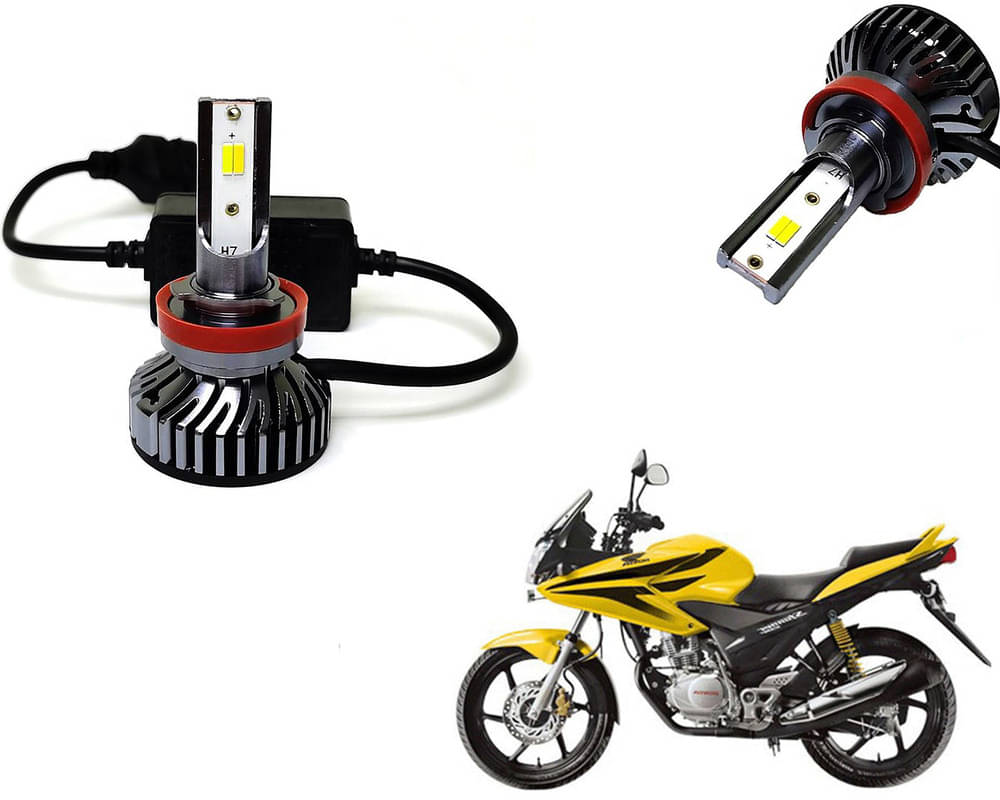     			Selifaur - 4 LED High Brightness Automotive 60W+35W Longer Life With Cooling Fan M3A BB1448 Auto Lighting System H7 H11 Led Headlight Light For - Honda CBF Stunner