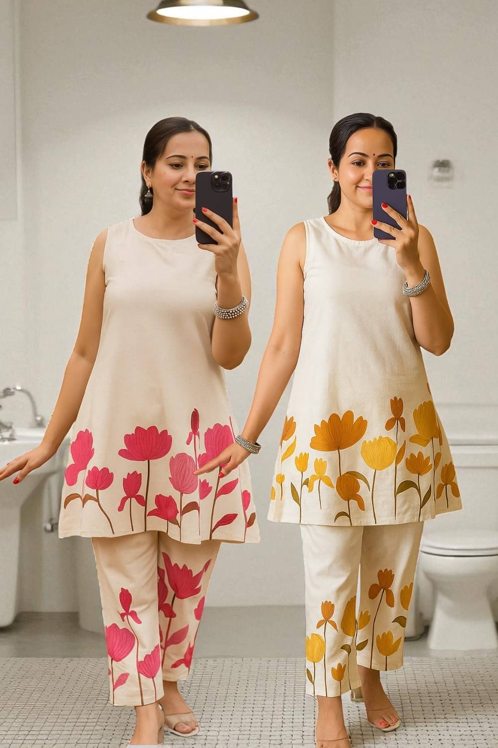     			Shiksha Fashion Women Colorblock Tunic With Palazzos Co-Ord Set ( Off White )