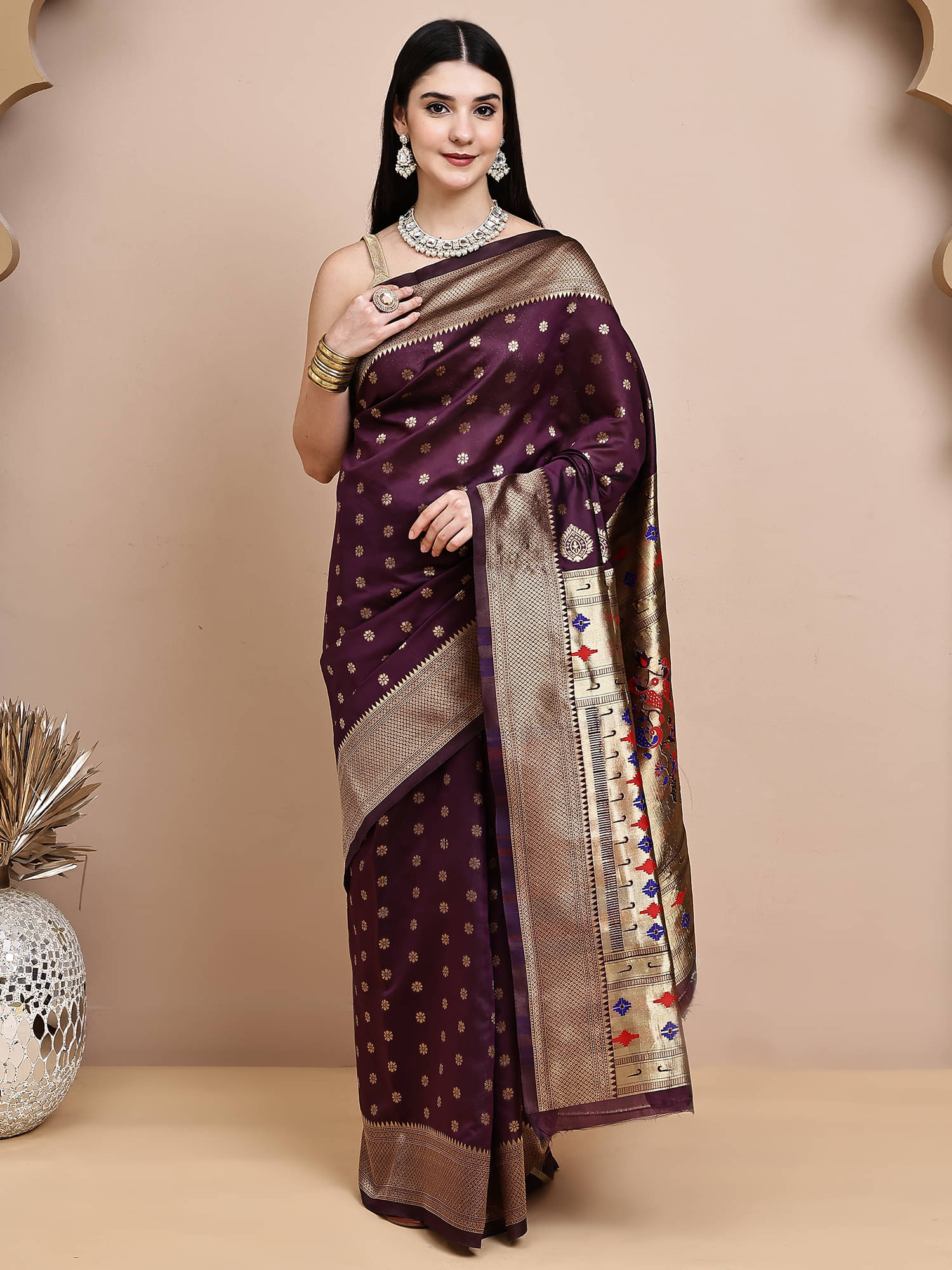     			Sidhidata Jacquard Woven Design Banarasi saree With Unstitched Blouse Piece ( Multicolor 2 )