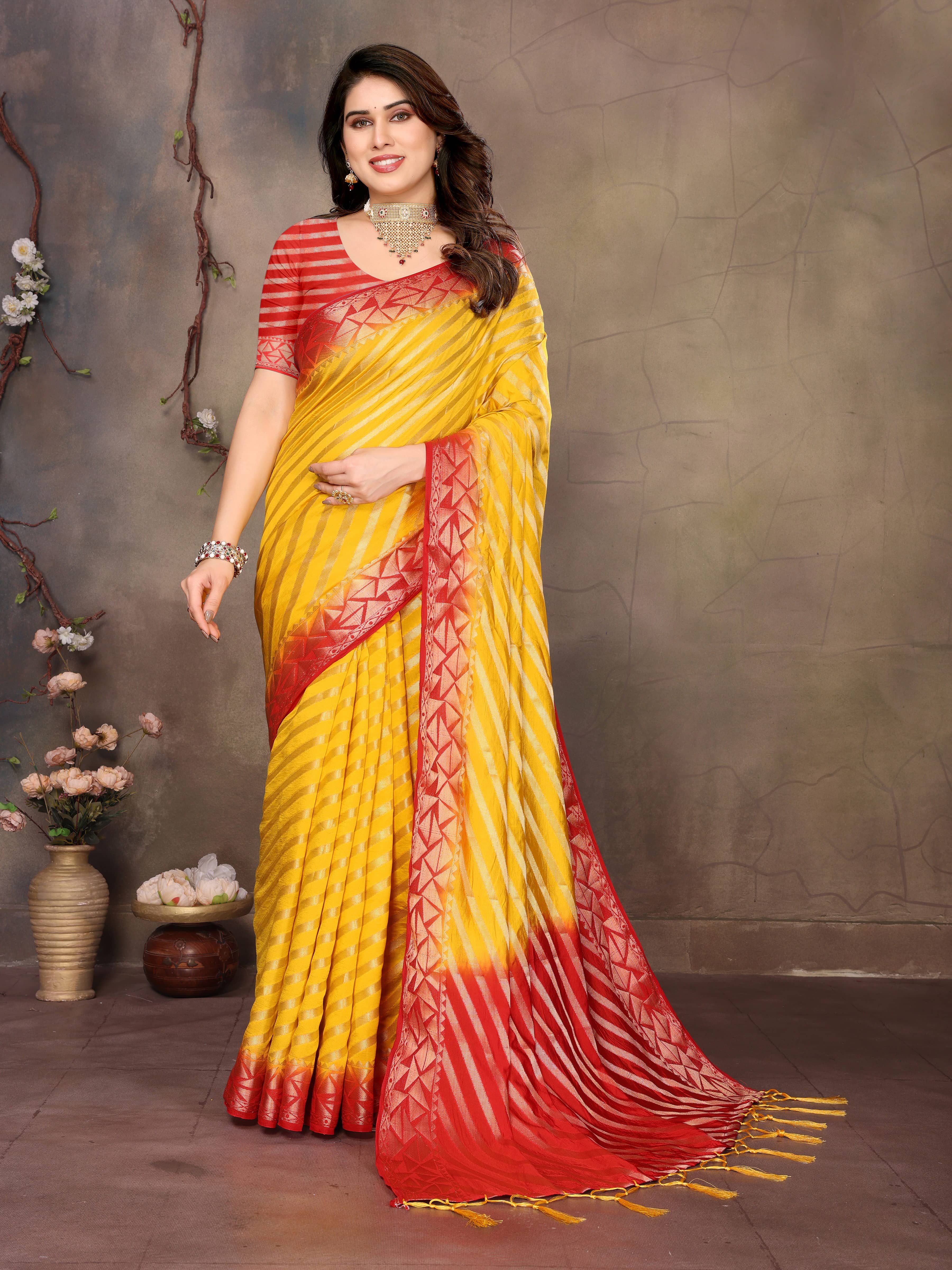 Sidhidata Silk Dyed Banarasi saree With Unstitched Blouse Piece ( Light Green ) - Sarees | Buy online on ZillyBuy