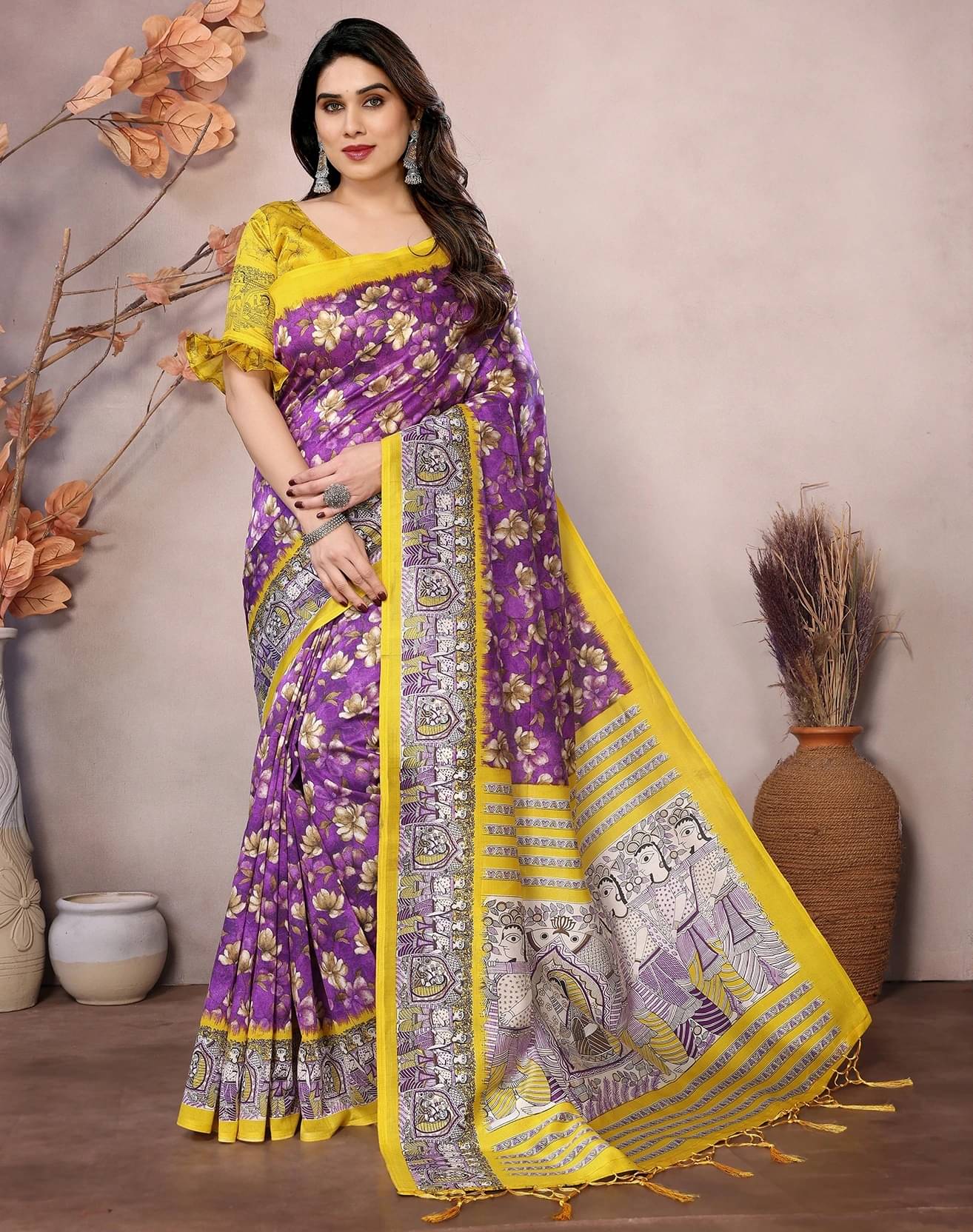     			Yashika Art Silk Printed Banarasi saree With Unstitched Blouse Piece ( Multicolor )