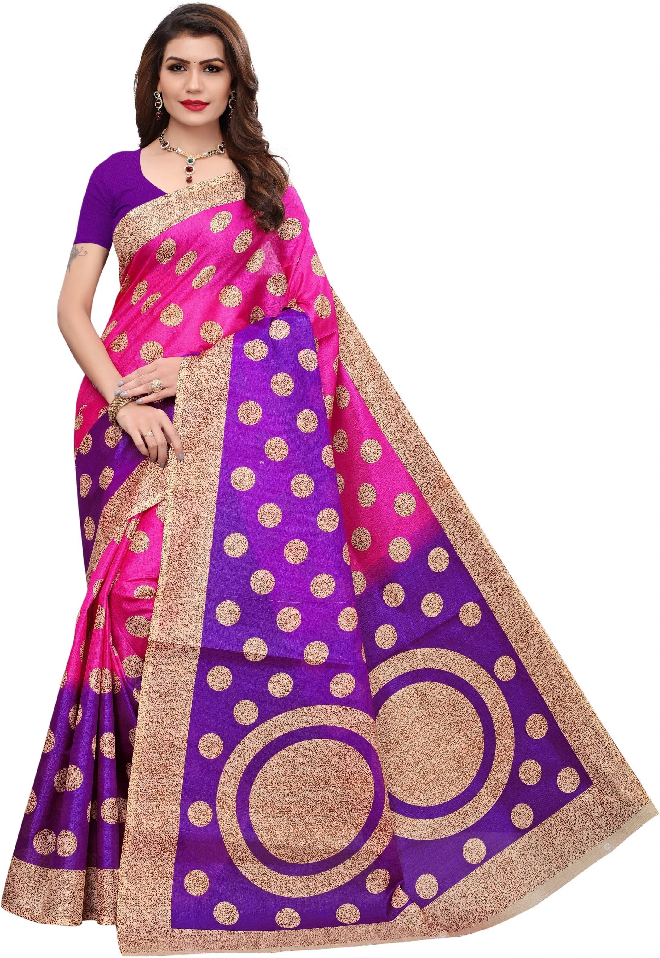 Yashika Art Silk Printed Bhagalpuri Saree With Unstitched Blouse Piece ( Pink )     			Yashika Art Silk Printed Bhagalpuri Saree With Unstitched Blouse Piece ( Pink )