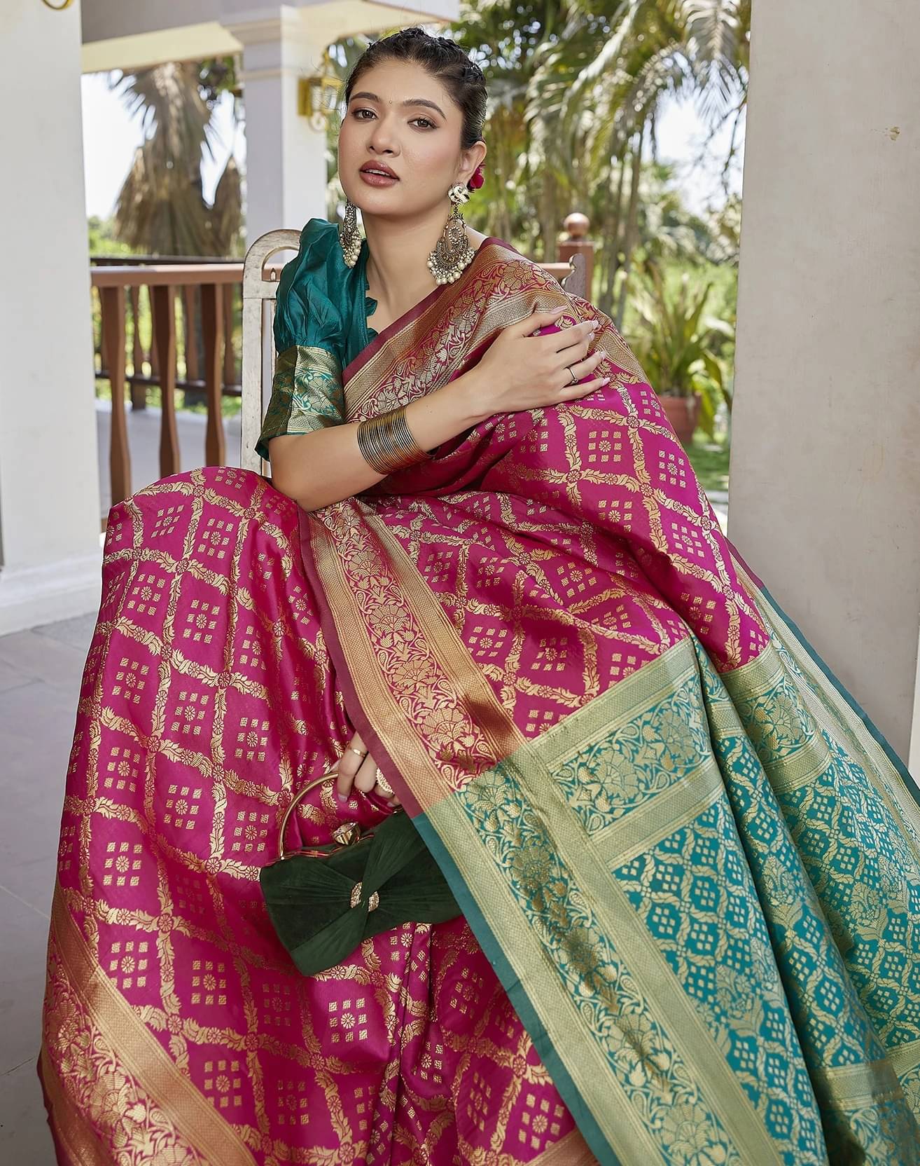     			Yashika Art Silk Printed Kanjeevaram Sarees With Unstitched Blouse Piece ( Pink )