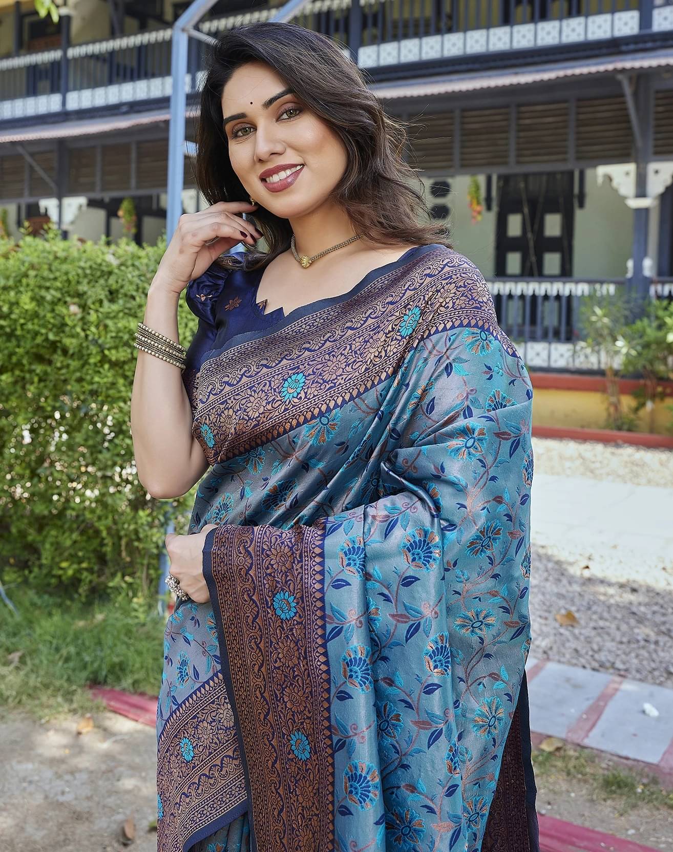 Yashika Art Silk Printed Kanjeevaram Sarees With Unstitched Blouse Piece ( Blue )     			Yashika Art Silk Printed Kanjeevaram Sarees With Unstitched Blouse Piece ( Blue )