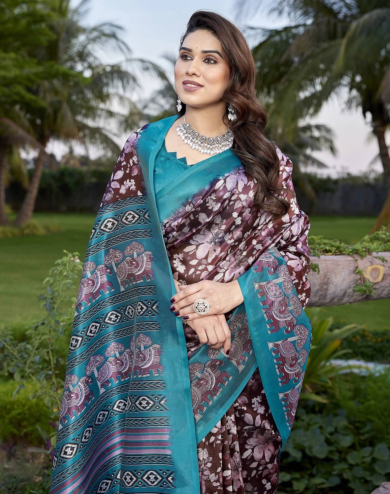     			Yashika Art Silk Printed Kanjeevaram Sarees With Unstitched Blouse Piece ( Maroon )