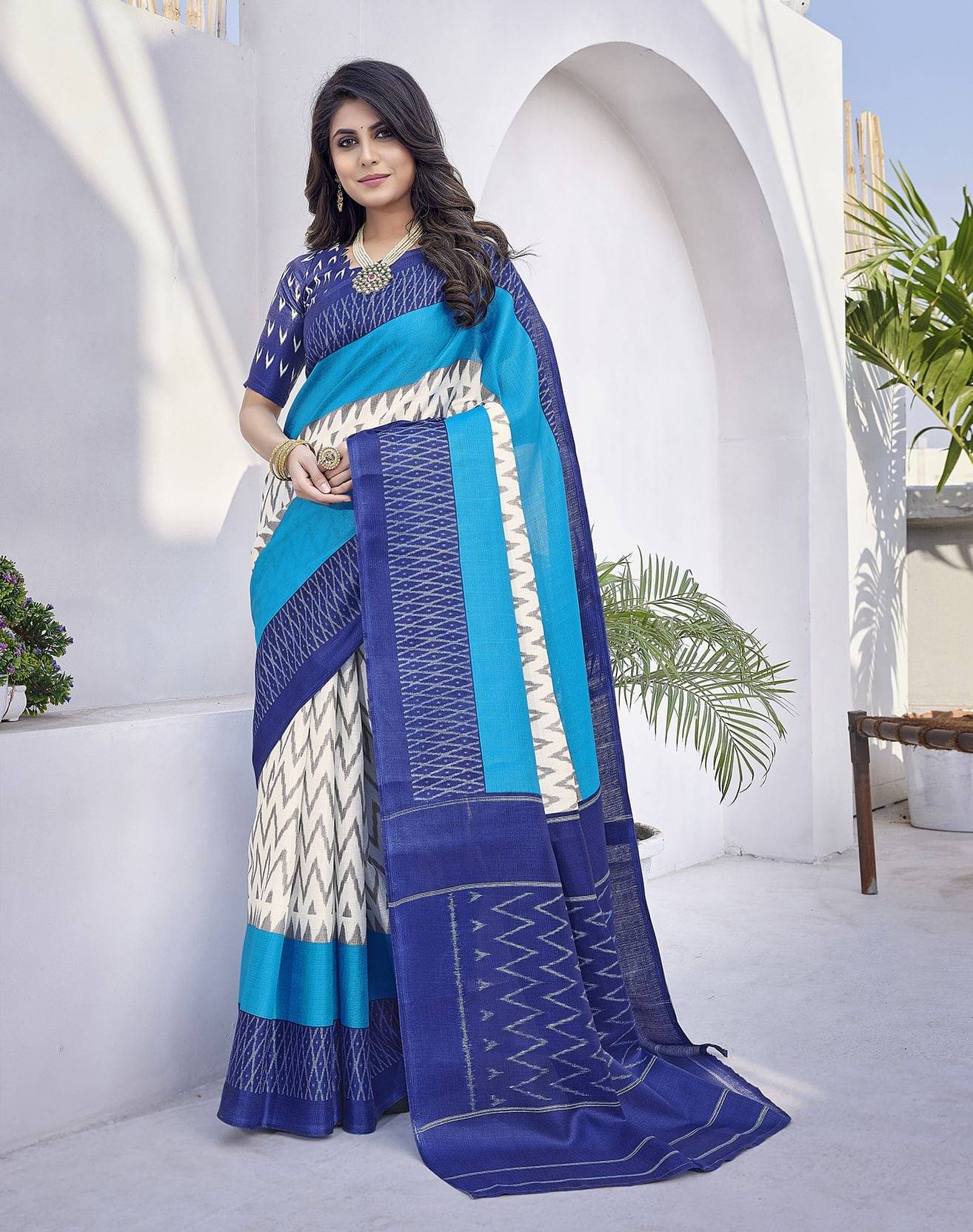     			Yashika Art Silk Printed Mysore Silk Sarees With Unstitched Blouse Piece ( Blue )