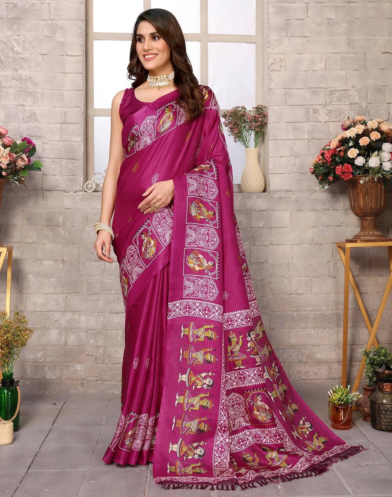     			Yashika Art Silk Printed Mysore Silk Sarees With Unstitched Blouse Piece ( Purple )