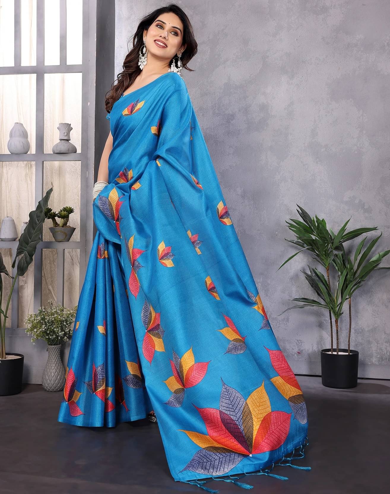 Yashika Art Silk Printed Regular Saree With Unstitched Blouse Piece ( Blue ) Yashika Art Silk Printed Regular Saree With Unstitched Blouse Piece ( Blue )