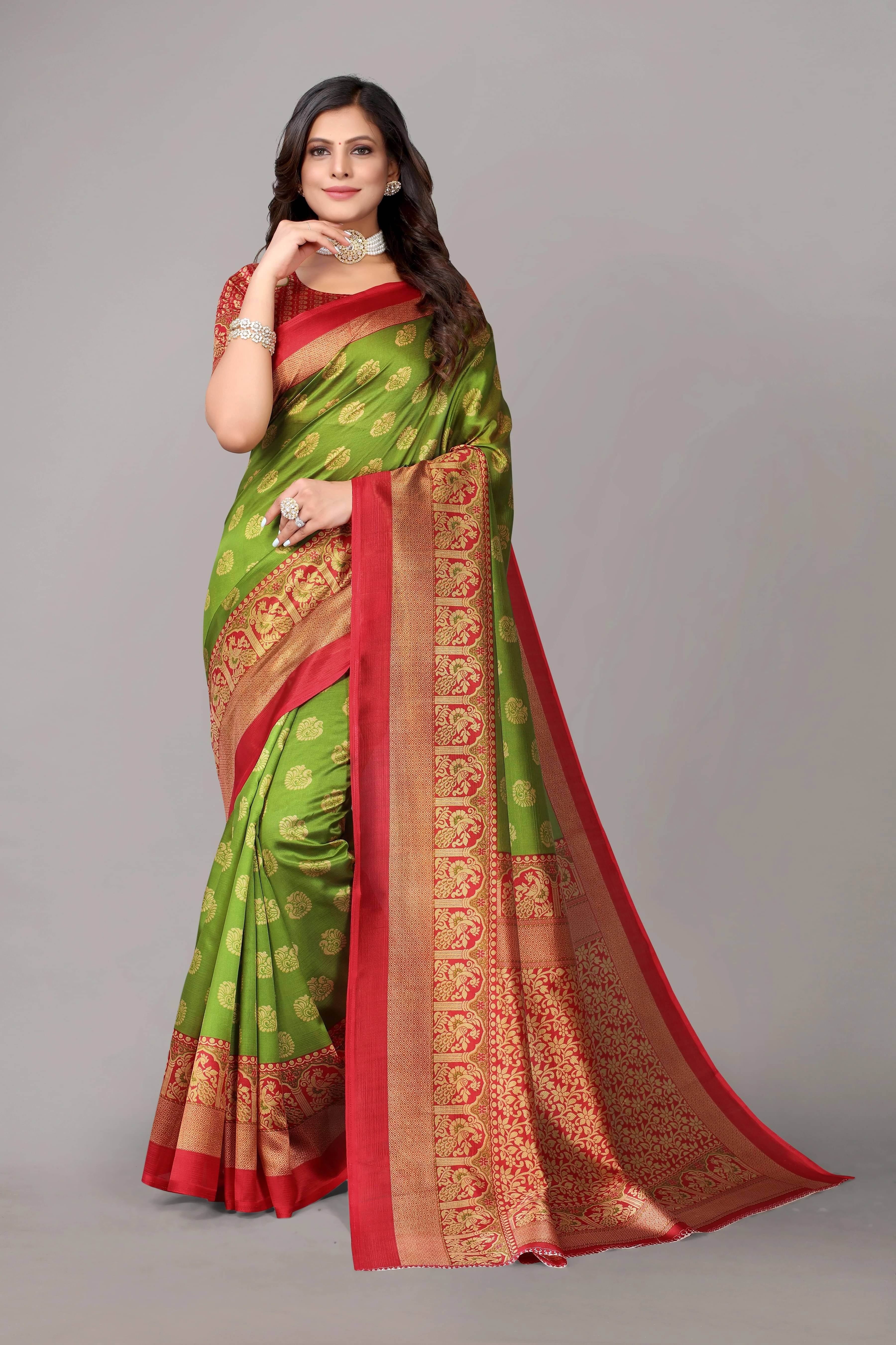 Yashika Art Silk Printed Regular Saree With Unstitched Blouse Piece ( Light Green )     			Yashika Art Silk Printed Regular Saree With Unstitched Blouse Piece ( Light Green )
