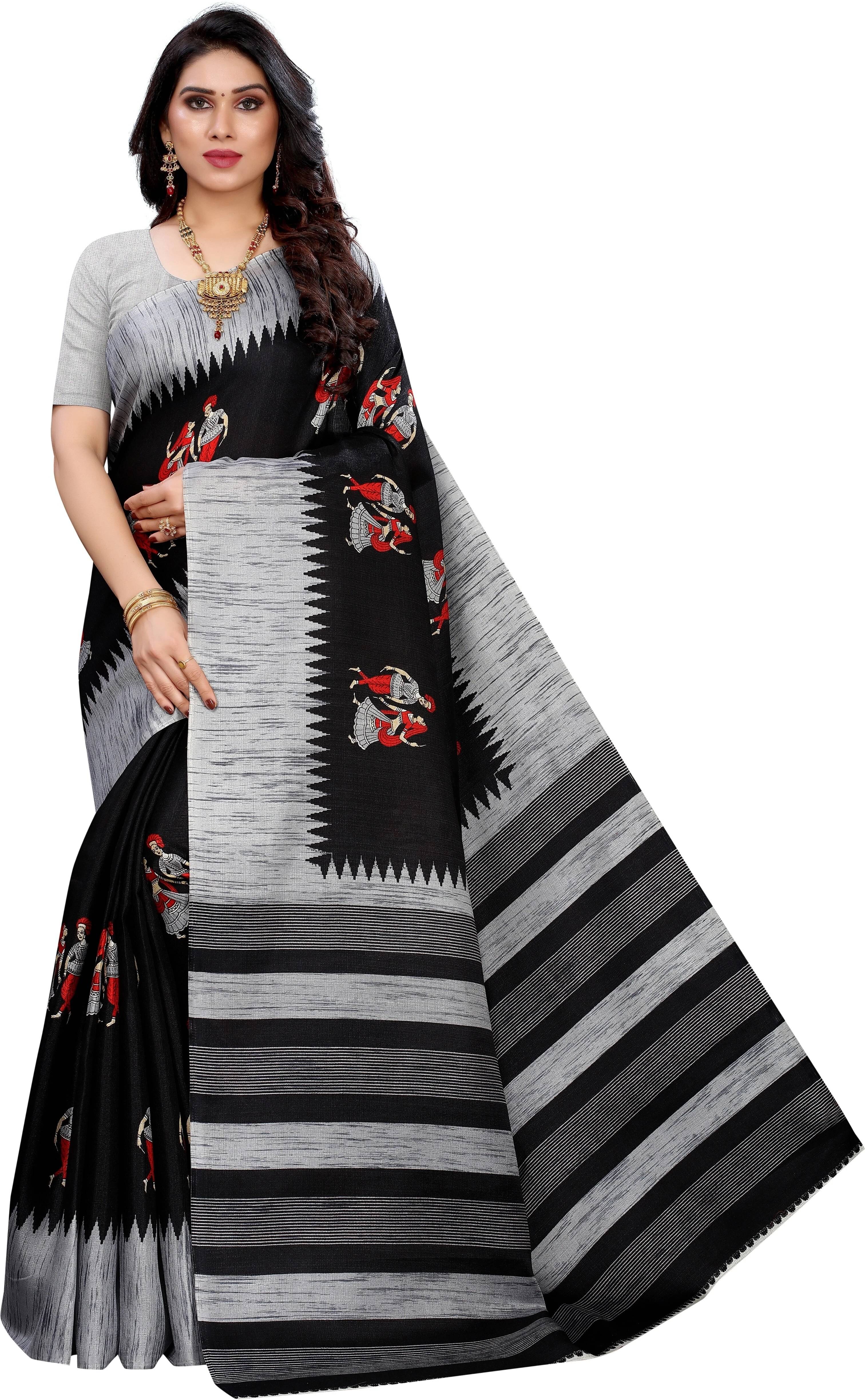     			Yashika Art Silk Printed Regular Saree With Unstitched Blouse Piece ( Multicolor )