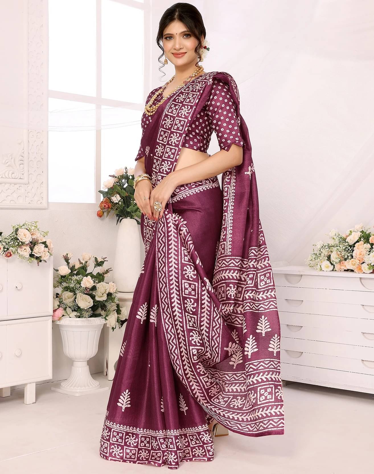 Yashika Art Silk Printed Regular Saree With Unstitched Blouse Piece ( Purple ) Yashika Art Silk Printed Regular Saree With Unstitched Blouse Piece ( Purple )