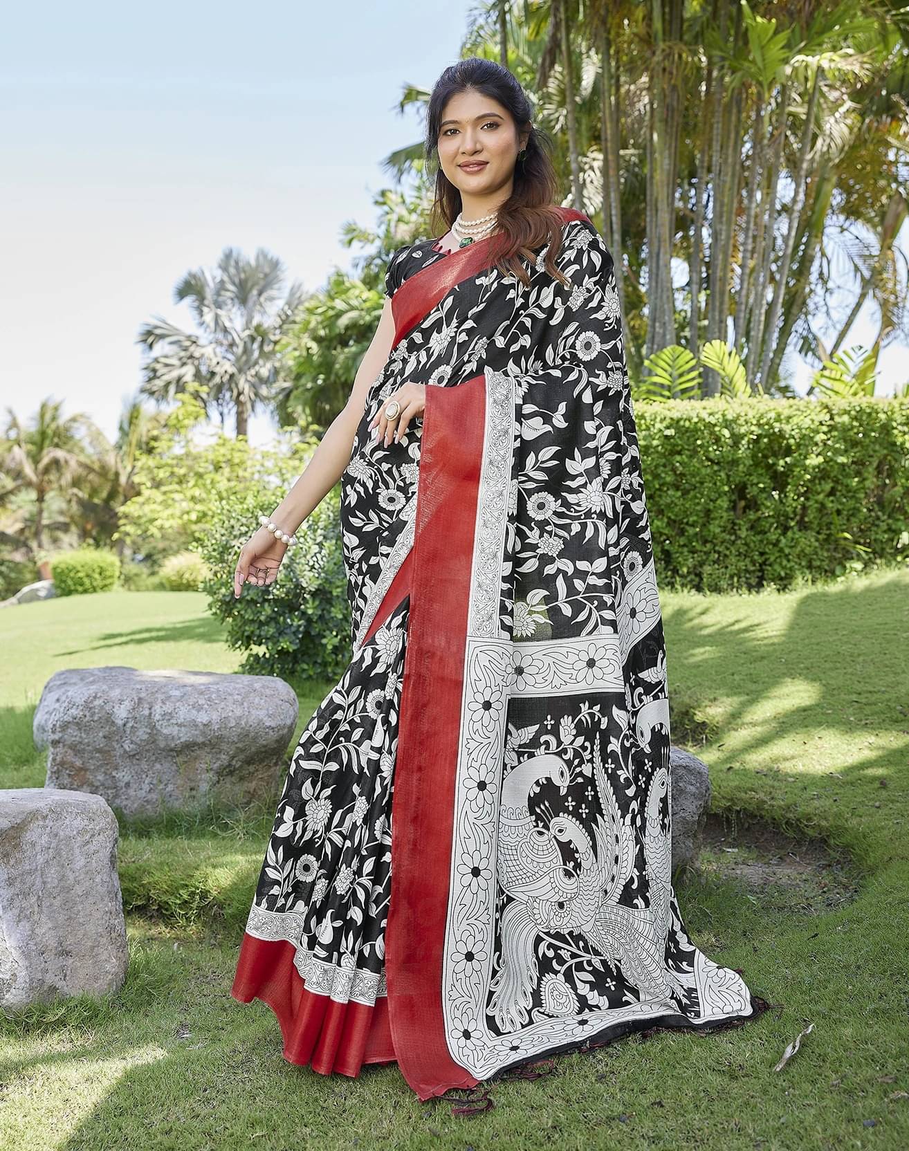 Yashika Art Silk Printed Regular Saree With Unstitched Blouse Piece ( Black )     			Yashika Art Silk Printed Regular Saree With Unstitched Blouse Piece ( Black )