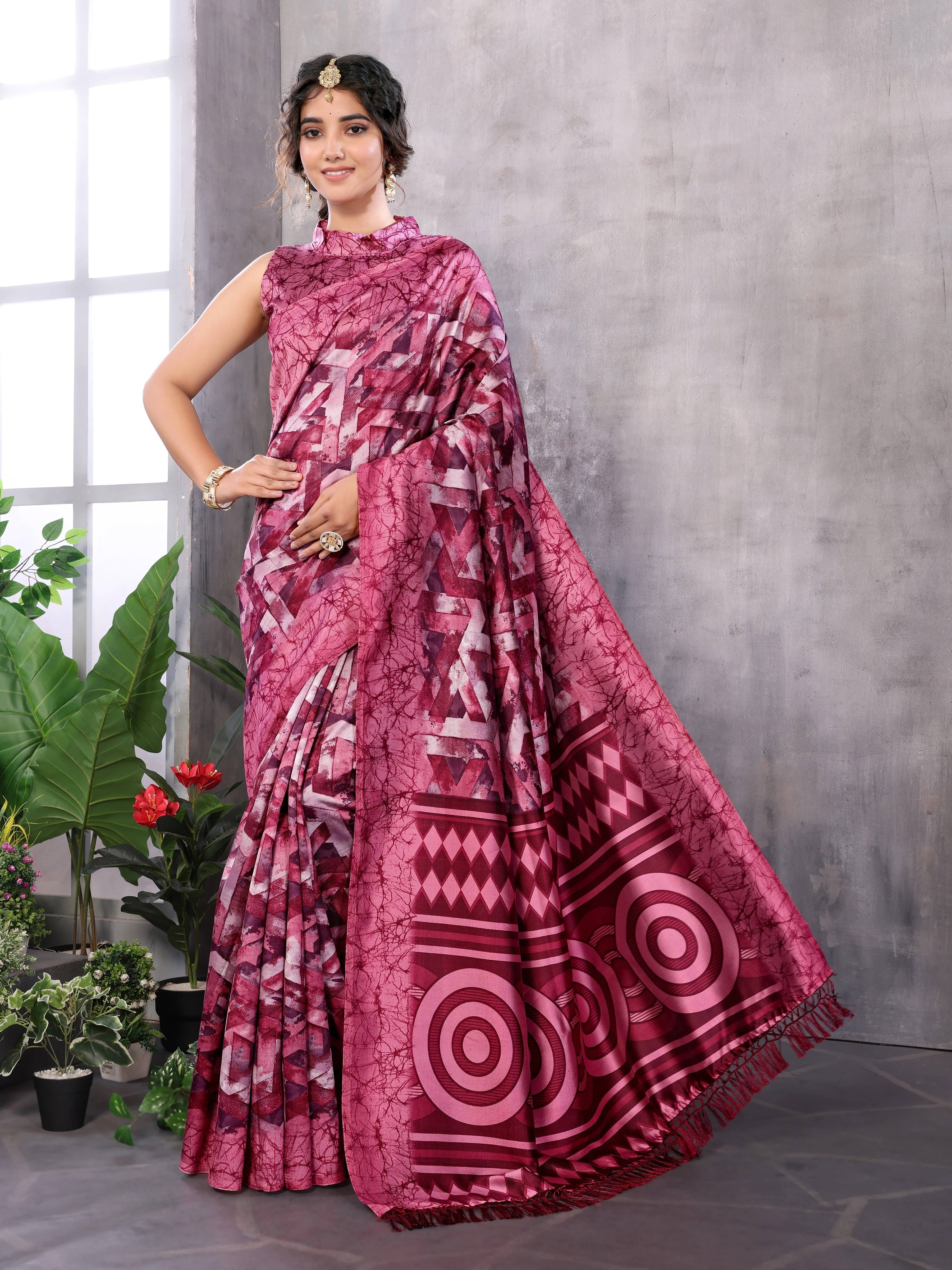     			Yashika Art Silk Printed Regular Saree With Unstitched Blouse Piece ( Purple )