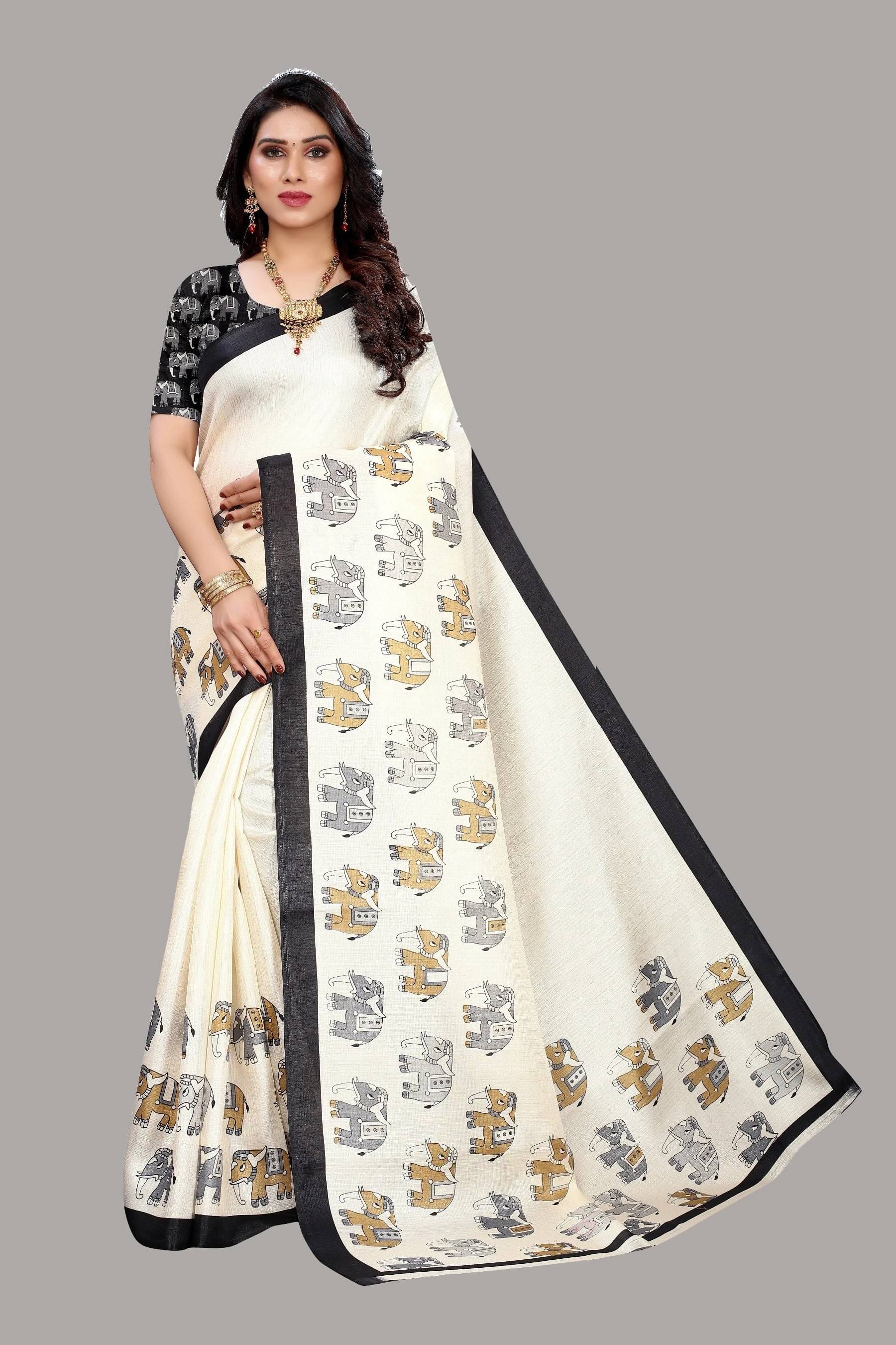 Yashika Art Silk Printed Regular Saree With Unstitched Blouse Piece ( Multicolor ) Yashika Art Silk Printed Regular Saree With Unstitched Blouse Piece ( Multicolor )
