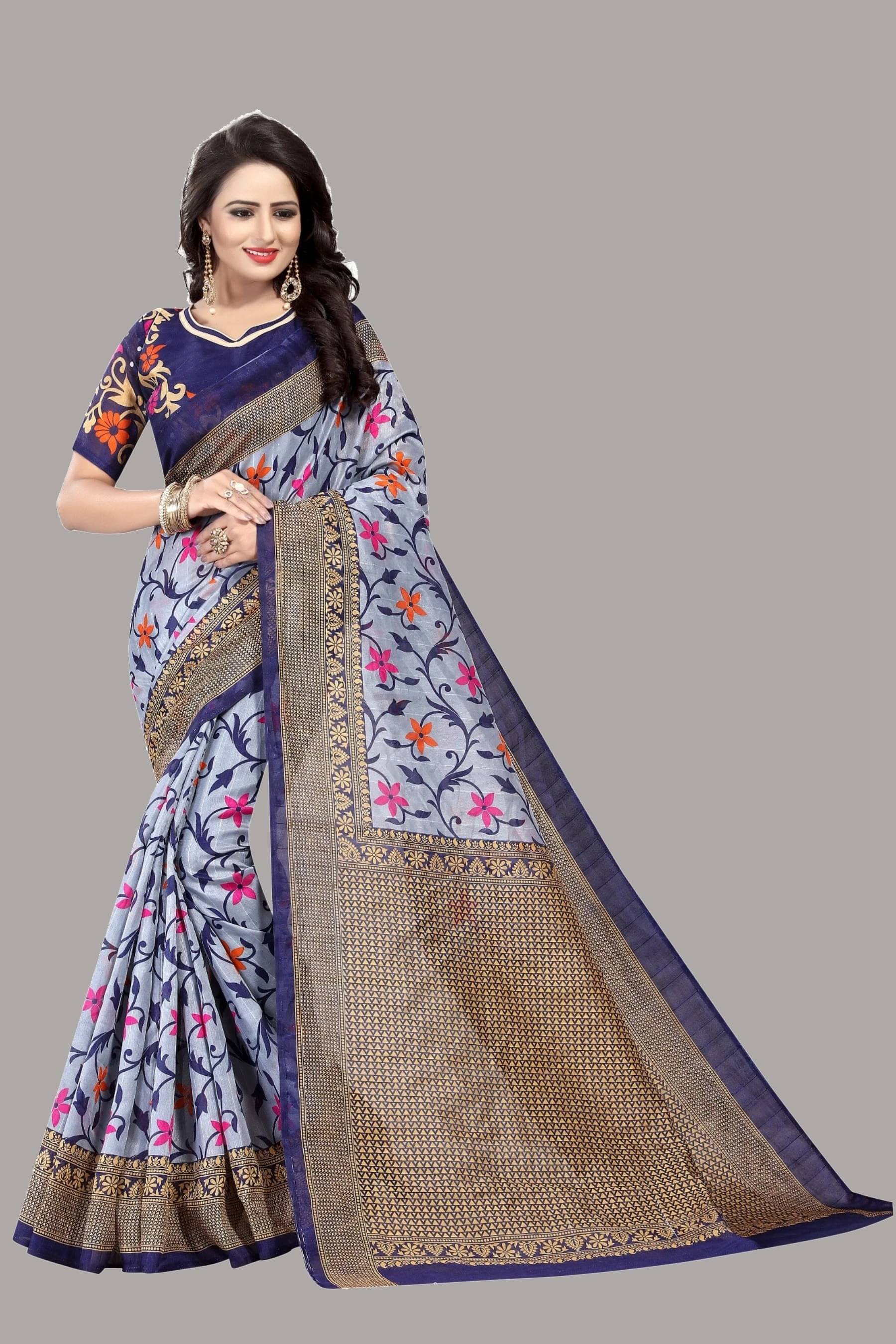     			Yashika Art Silk Printed Regular Saree With Unstitched Blouse Piece ( Multicolor )
