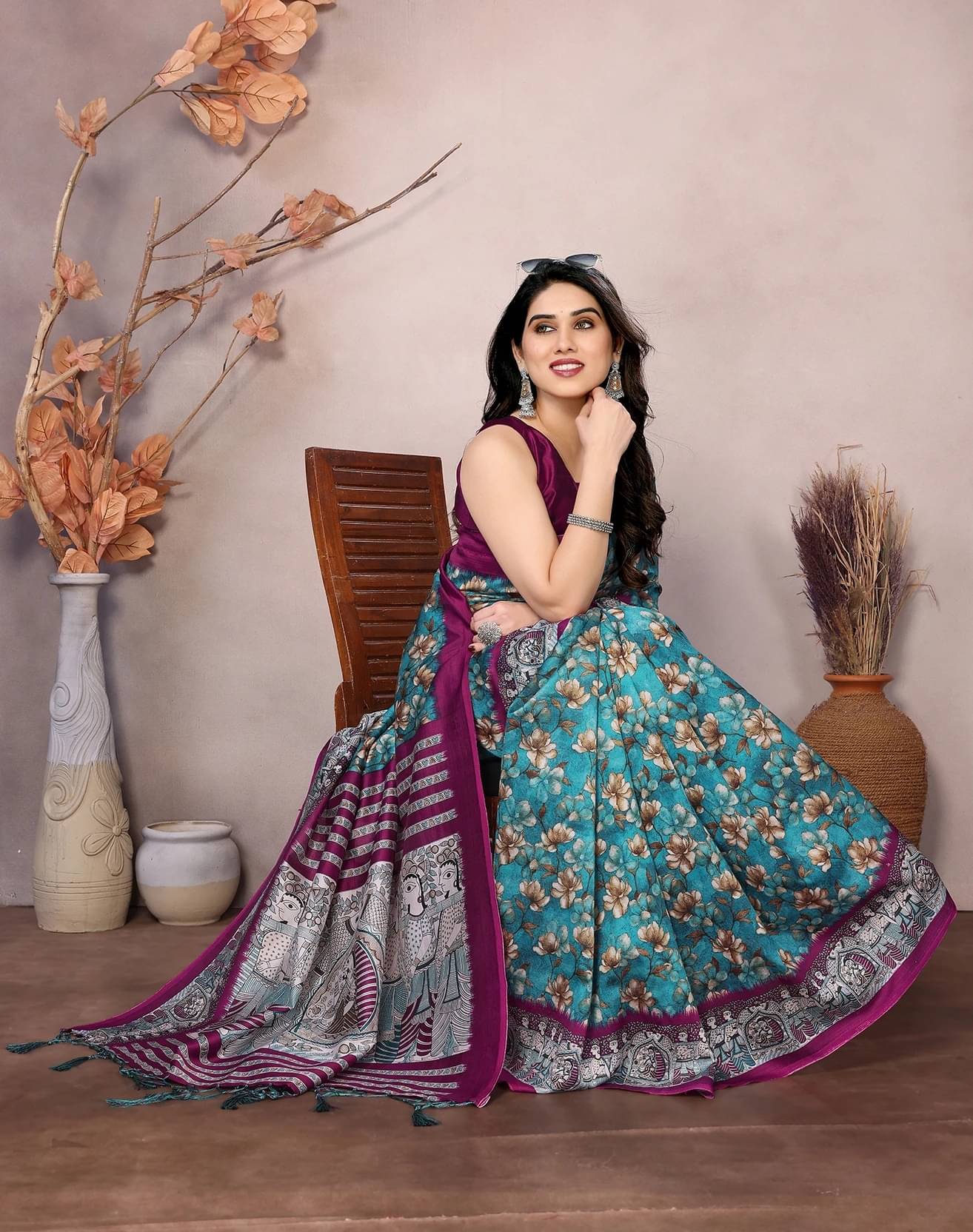     			Yashika Art Silk Printed Regular Saree With Unstitched Blouse Piece ( Blue )