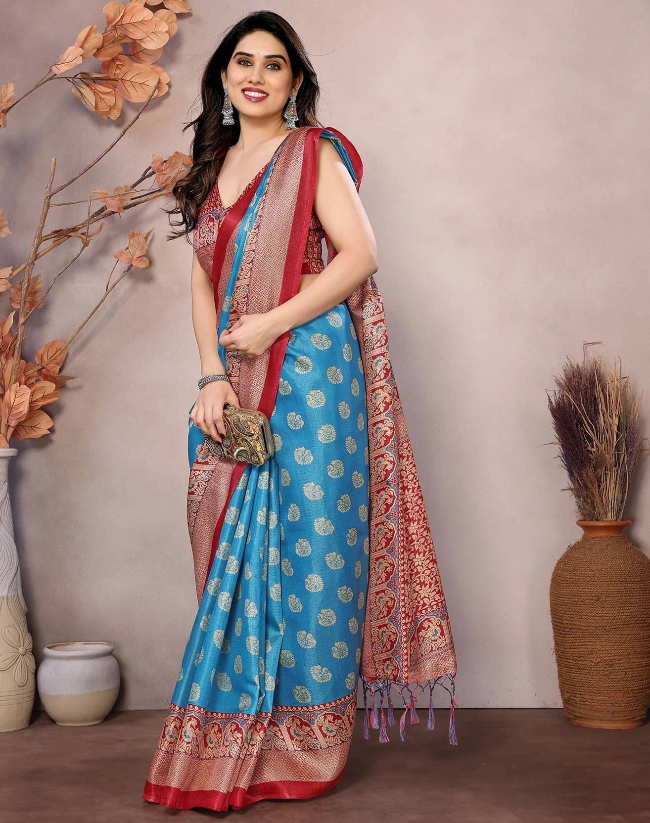 Yashika Art Silk Printed Regular Saree With Unstitched Blouse Piece ( Blue ) Yashika Art Silk Printed Regular Saree With Unstitched Blouse Piece ( Blue )