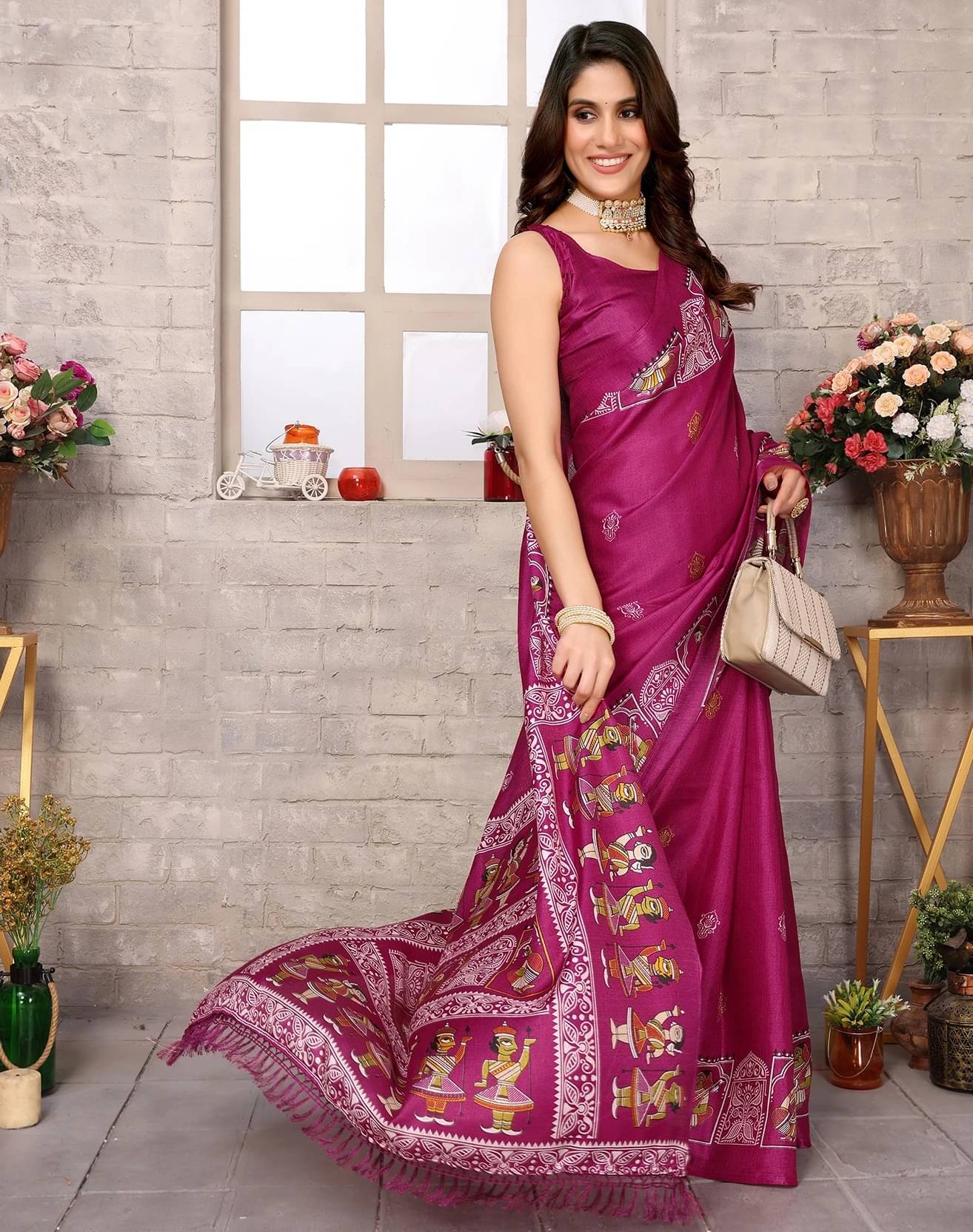 Yashika Art Silk Printed Regular Saree With Unstitched Blouse Piece ( Purple ) Yashika Art Silk Printed Regular Saree With Unstitched Blouse Piece ( Purple )