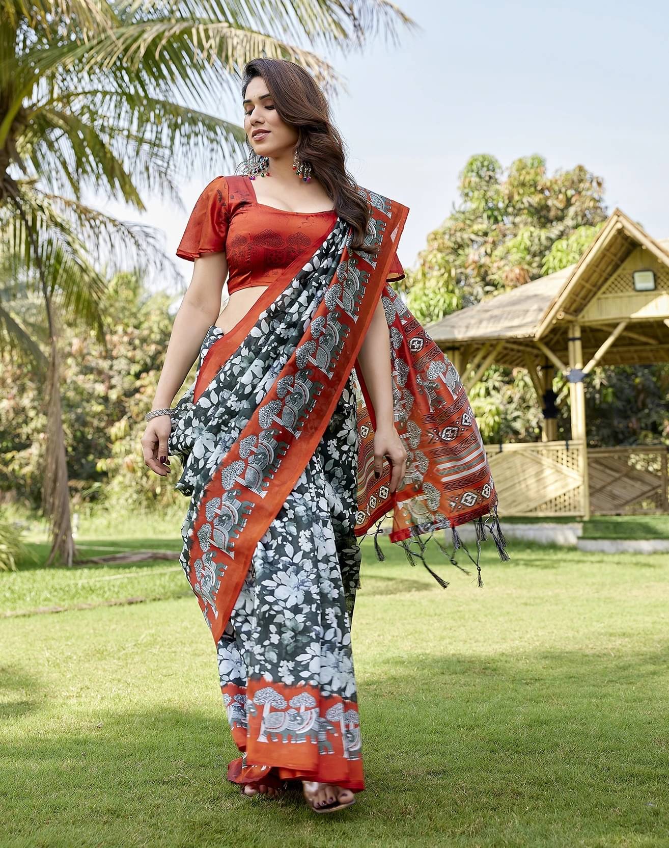 Yashika Art Silk Printed Regular Saree With Unstitched Blouse Piece ( Green ) Yashika Art Silk Printed Regular Saree With Unstitched Blouse Piece ( Green )