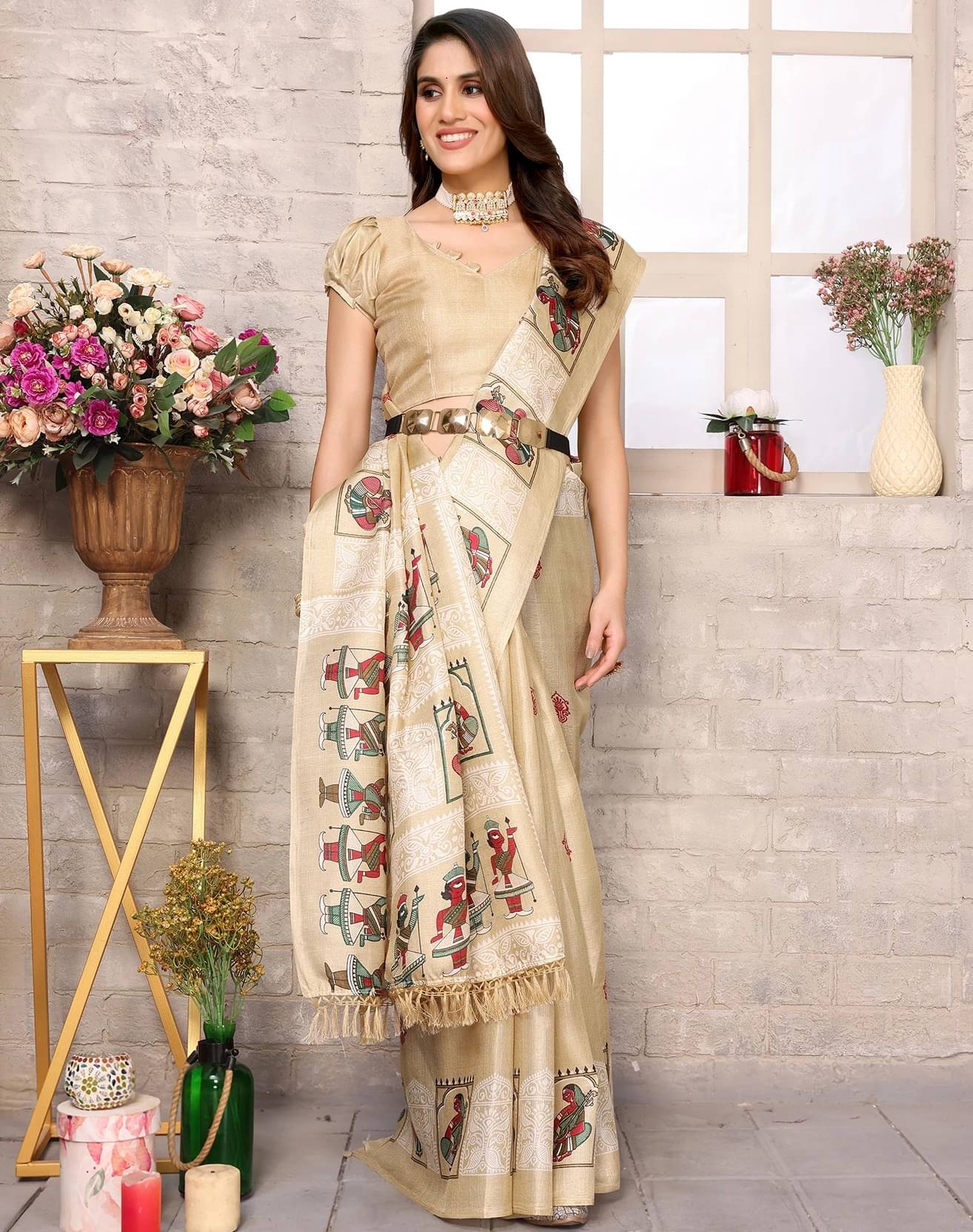 Yashika Art Silk Printed Regular Saree With Unstitched Blouse Piece ( Brown ) Yashika Art Silk Printed Regular Saree With Unstitched Blouse Piece ( Brown )