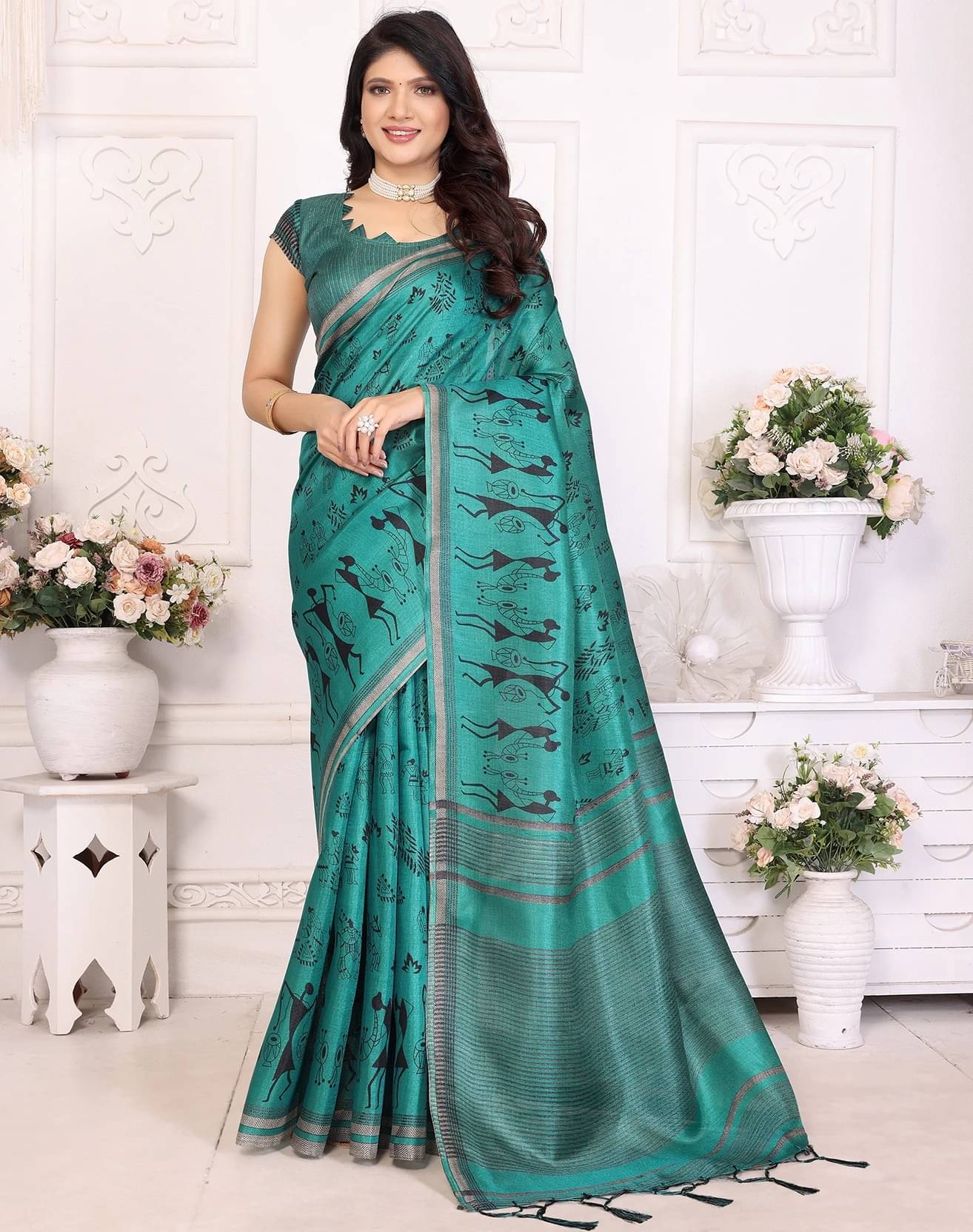 Yashika Art Silk Printed Regular Saree With Unstitched Blouse Piece ( Blue ) Yashika Art Silk Printed Regular Saree With Unstitched Blouse Piece ( Blue )