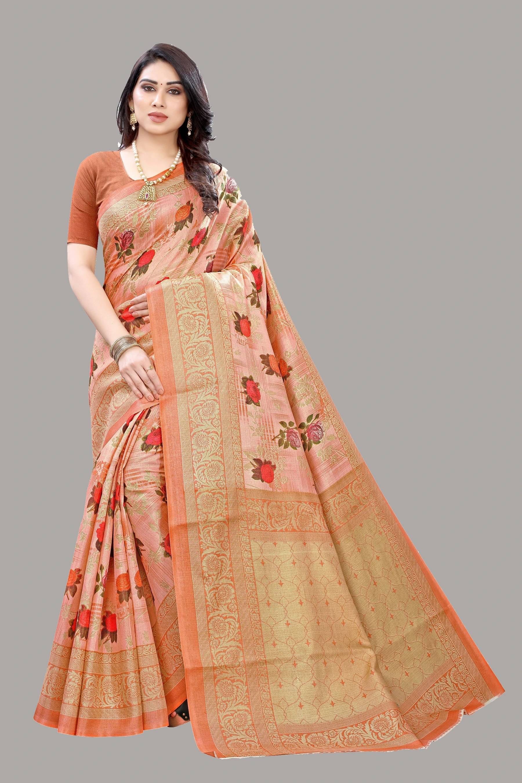 Yashika Art Silk Printed Regular Saree With Unstitched Blouse Piece ( Pink ) Yashika Art Silk Printed Regular Saree With Unstitched Blouse Piece ( Pink )