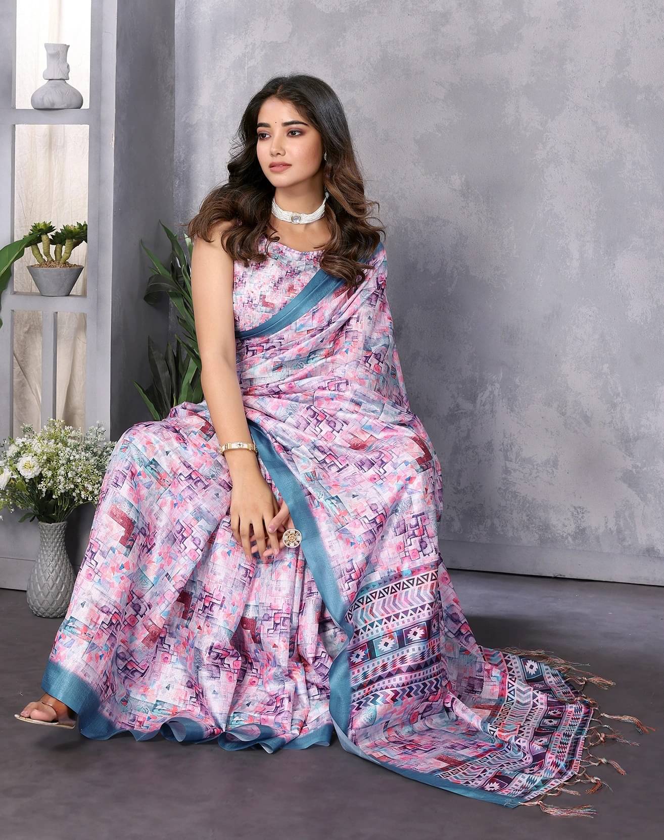     			Yashika Art Silk Printed Regular Saree With Unstitched Blouse Piece ( Blue )