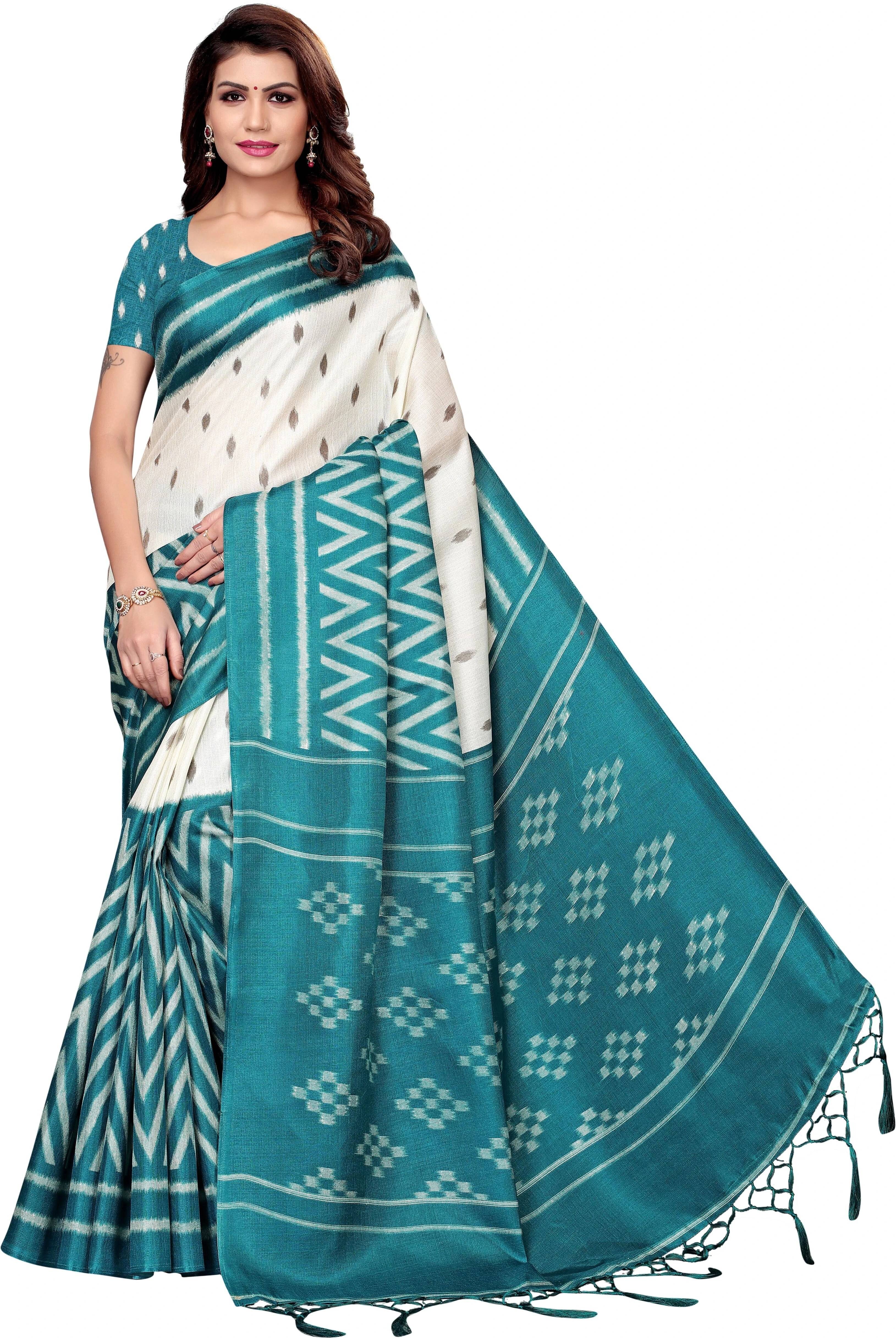 Yashika Art Silk Printed Regular Saree With Unstitched Blouse Piece ( Green ) Yashika Art Silk Printed Regular Saree With Unstitched Blouse Piece ( Green )