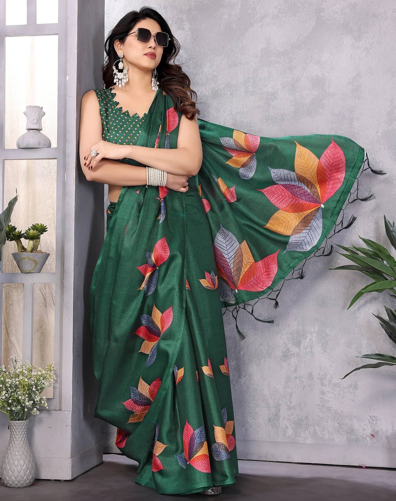 Yashika Art Silk Printed Regular Saree With Unstitched Blouse Piece ( Green ) Yashika Art Silk Printed Regular Saree With Unstitched Blouse Piece ( Green )