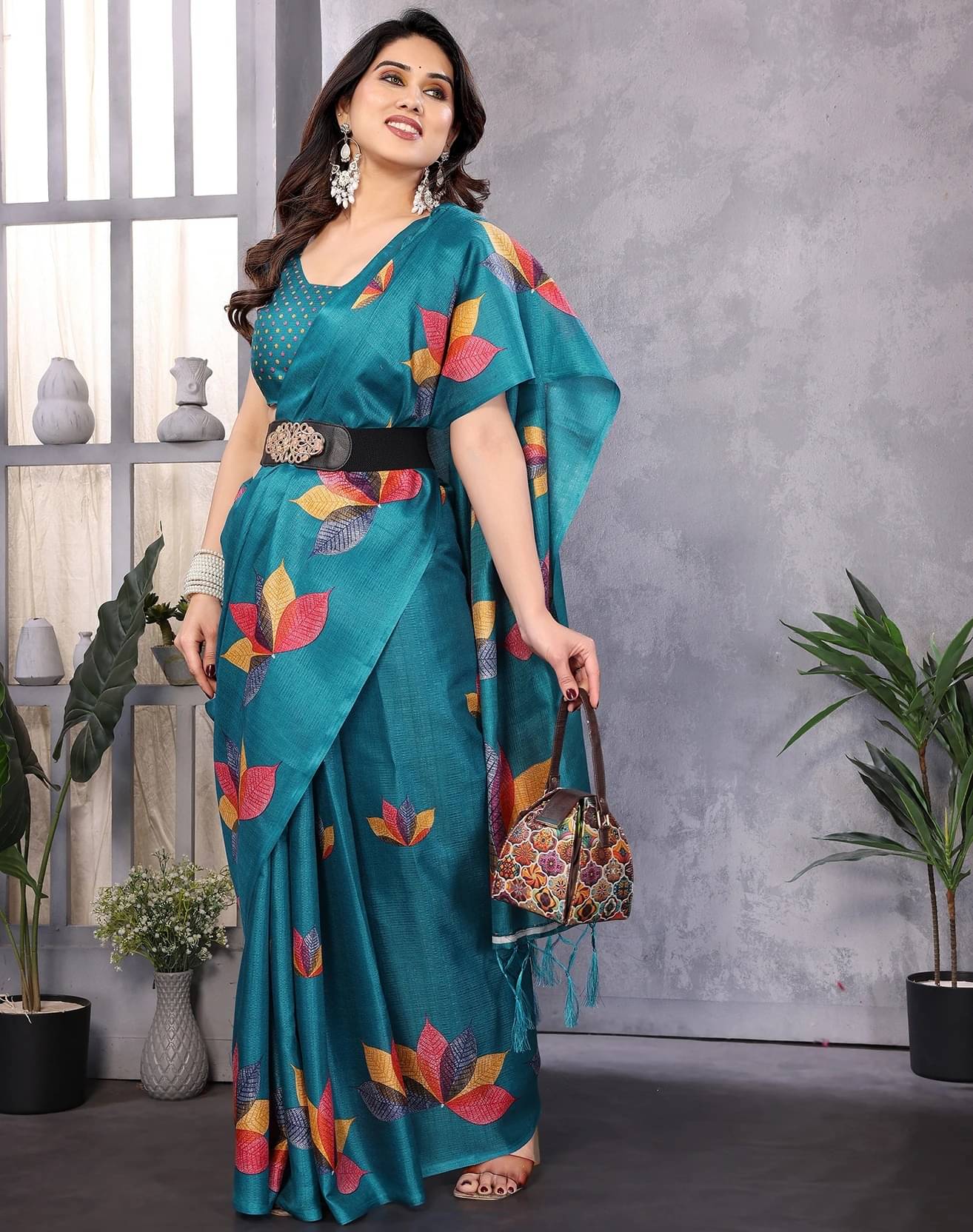 Yashika Art Silk Printed Regular Saree With Unstitched Blouse Piece ( Blue ) Yashika Art Silk Printed Regular Saree With Unstitched Blouse Piece ( Blue )