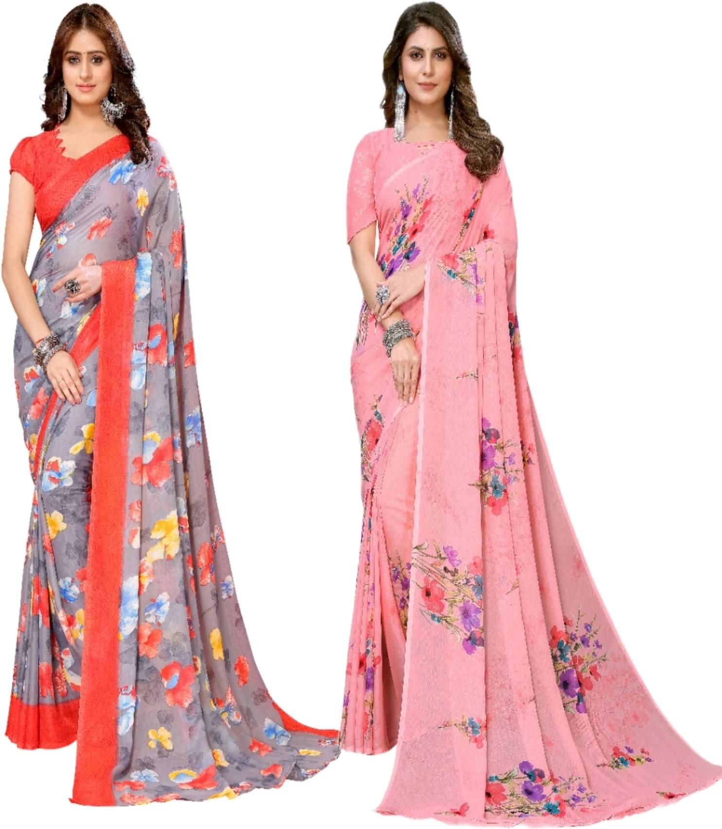     			Yashika Art Silk Printed Regular Saree With Unstitched Blouse Piece ( Pink )