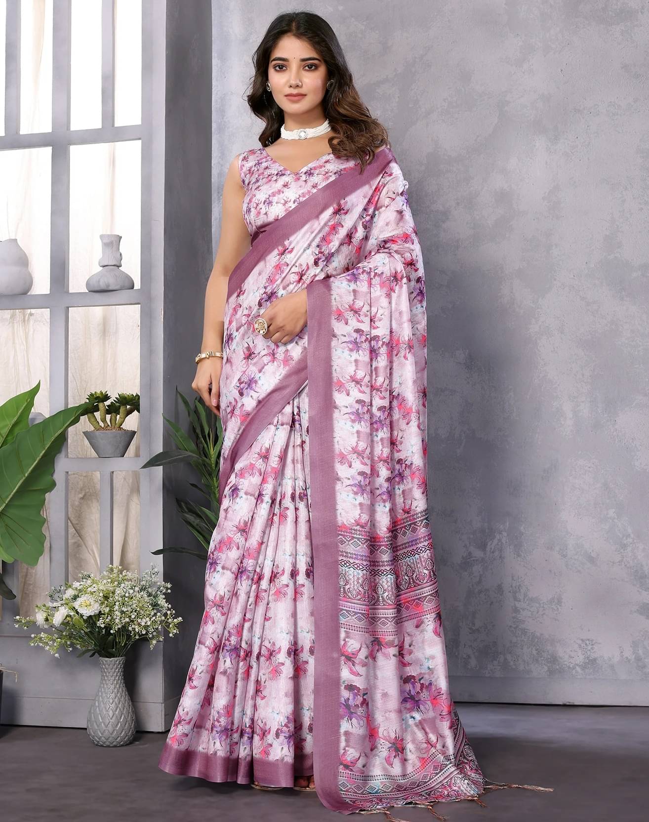 Yashika Art Silk Printed Regular Saree With Unstitched Blouse Piece ( Purple ) Yashika Art Silk Printed Regular Saree With Unstitched Blouse Piece ( Purple )