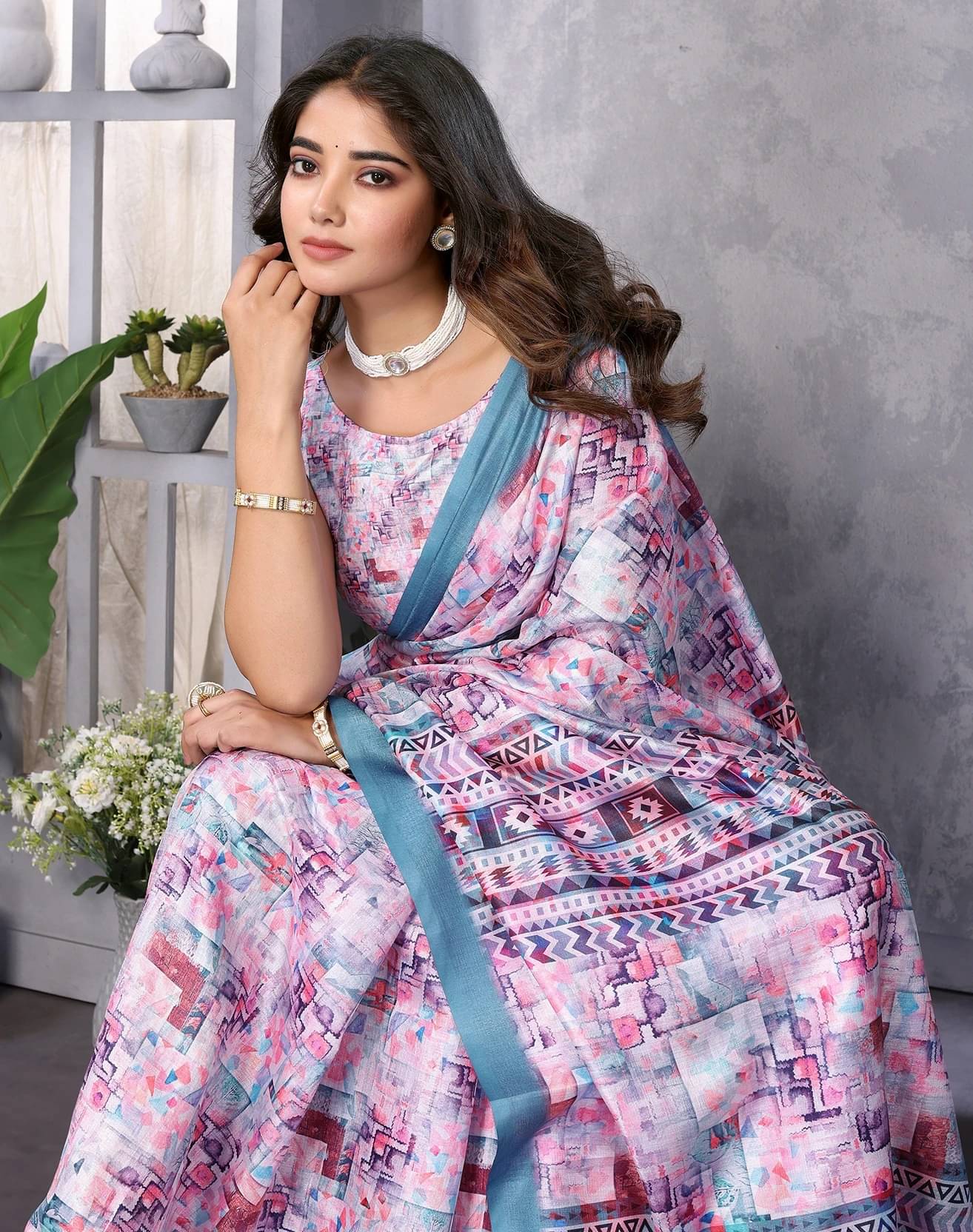     			Yashika Art Silk Printed Regular Saree With Unstitched Blouse Piece ( Blue )