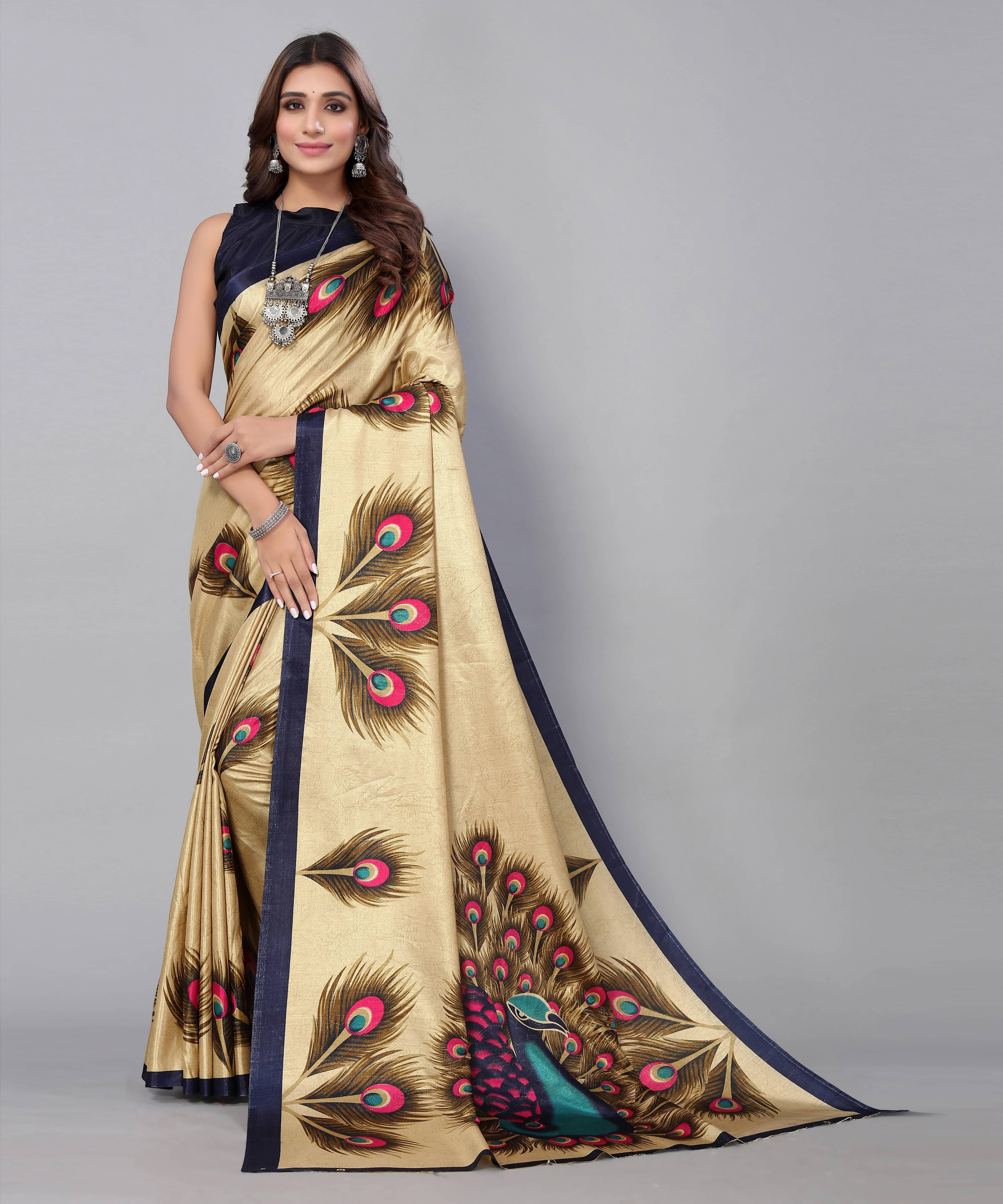    			Yashika Art Silk Printed Regular Saree With Unstitched Blouse Piece ( Multicolor )