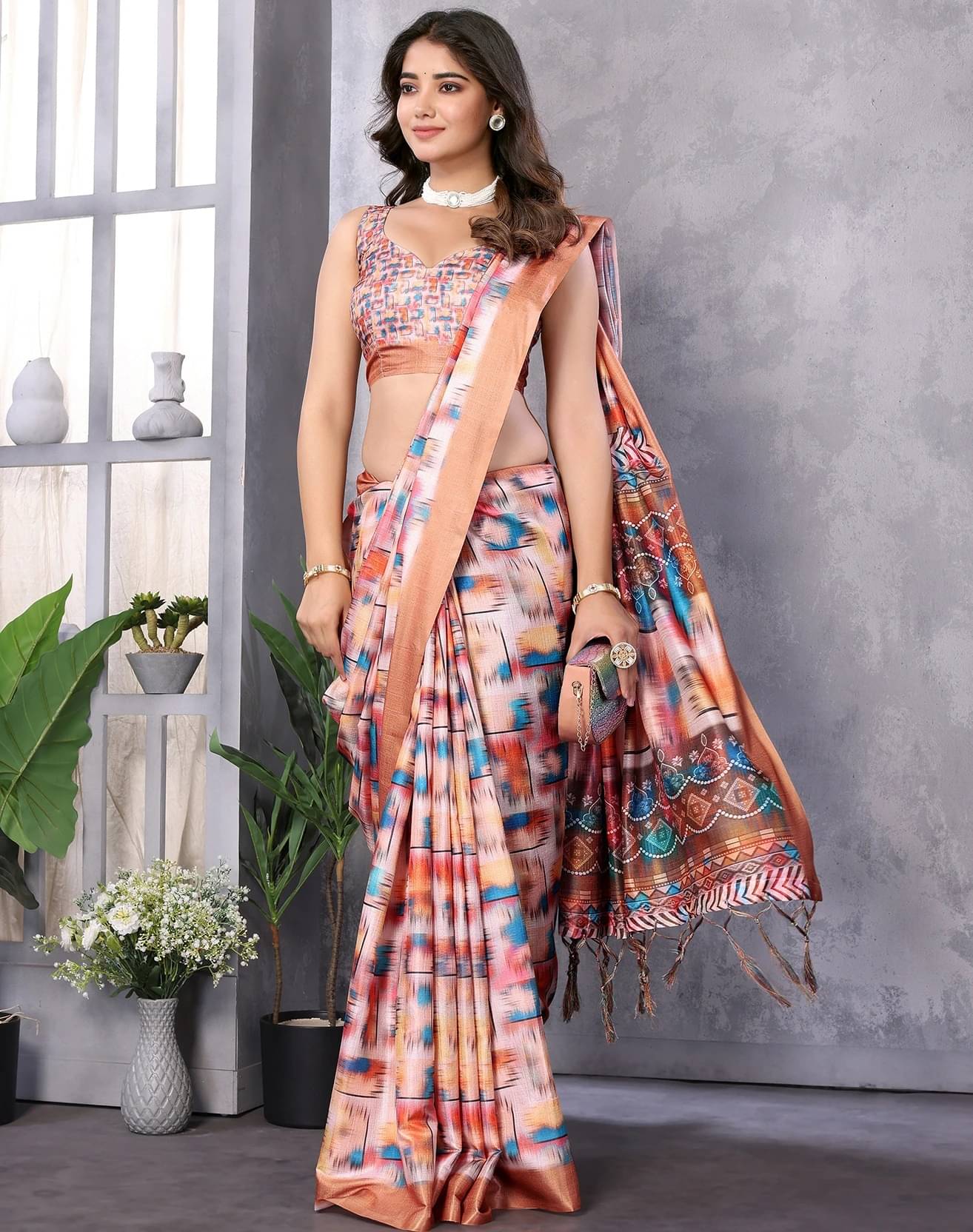     			Yashika Art Silk Printed Regular Saree With Unstitched Blouse Piece ( Orange )