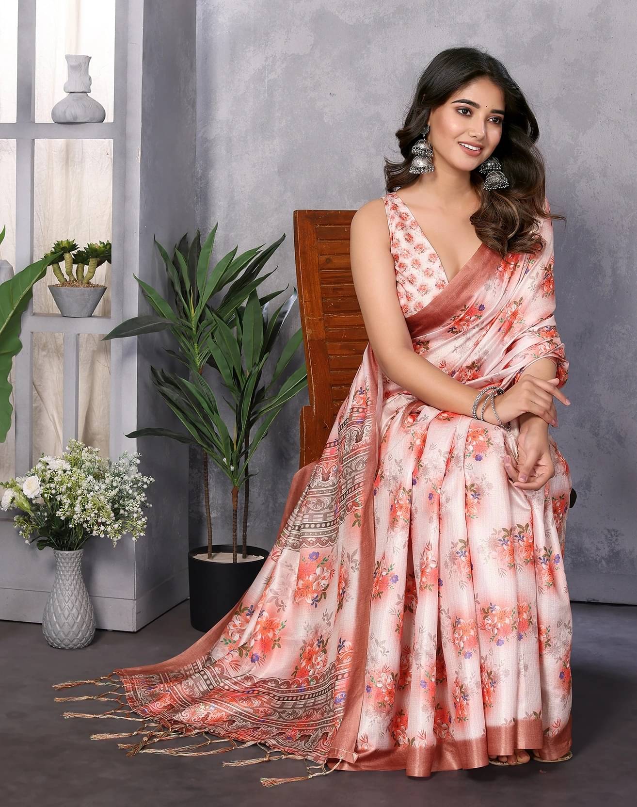    			Yashika Art Silk Printed Regular Saree With Unstitched Blouse Piece ( Orange )
