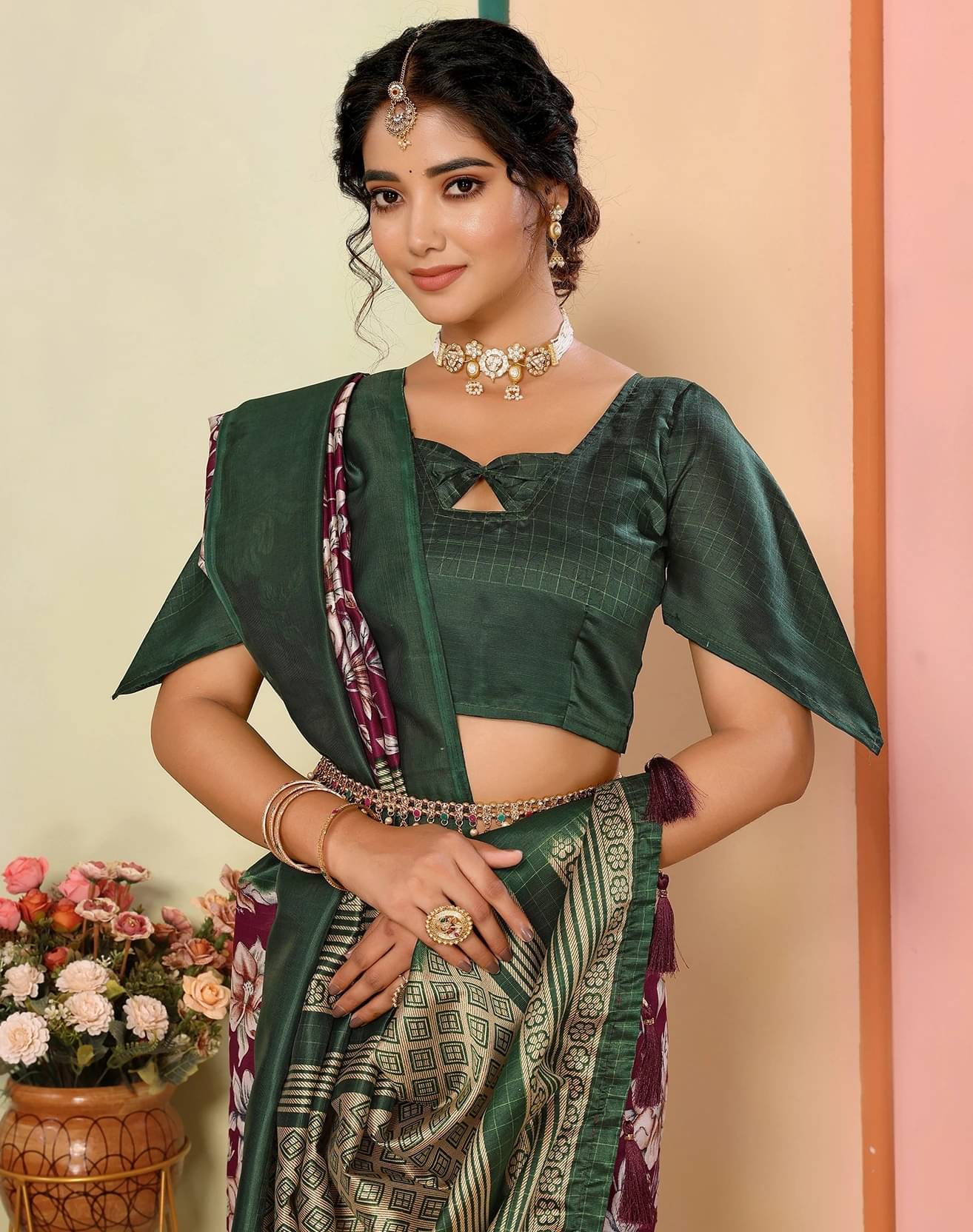     			Yashika Art Silk Printed Regular Saree With Unstitched Blouse Piece ( Green )