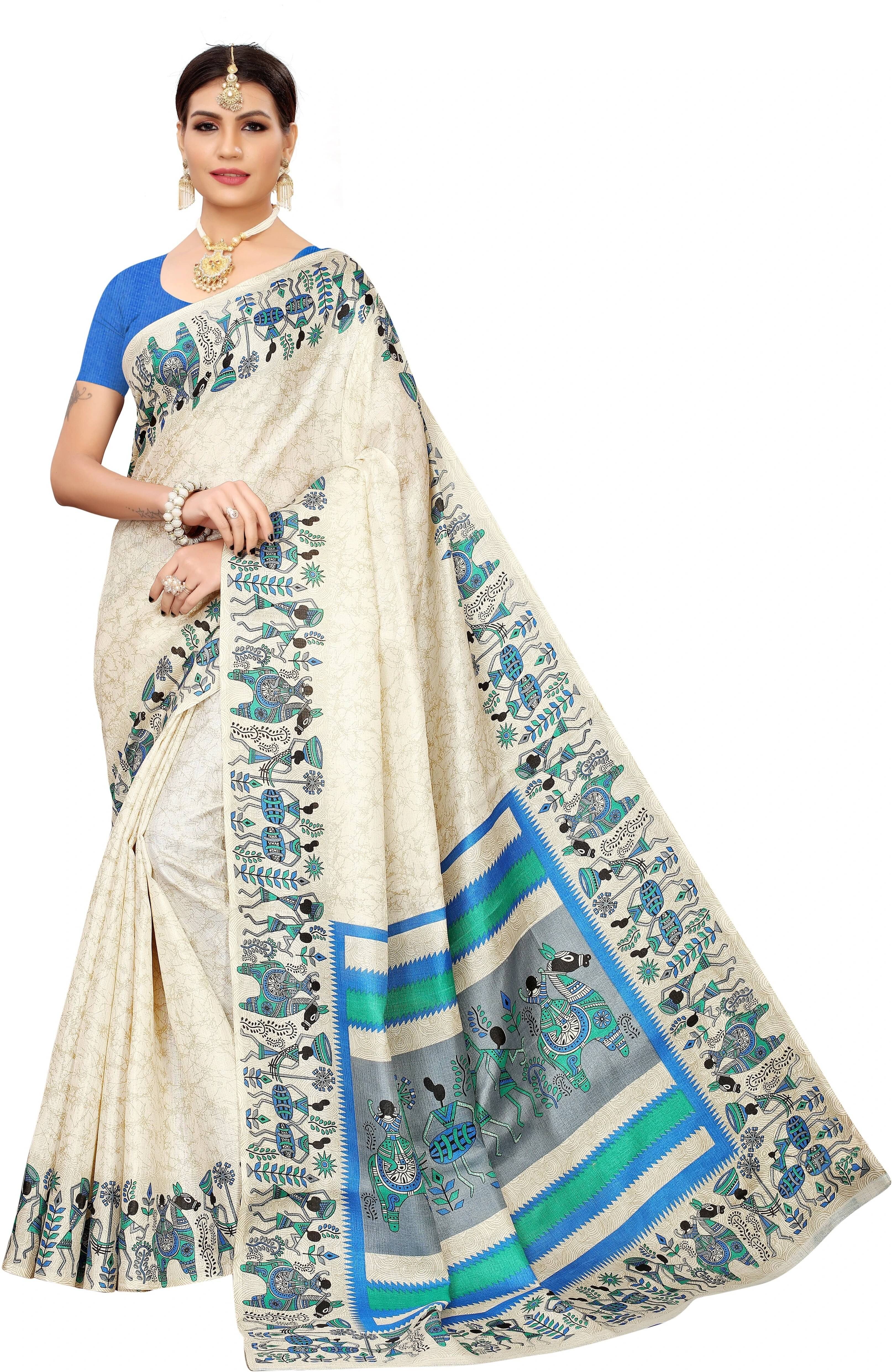     			Yashika Art Silk Printed Regular Saree With Unstitched Blouse Piece ( Beige )