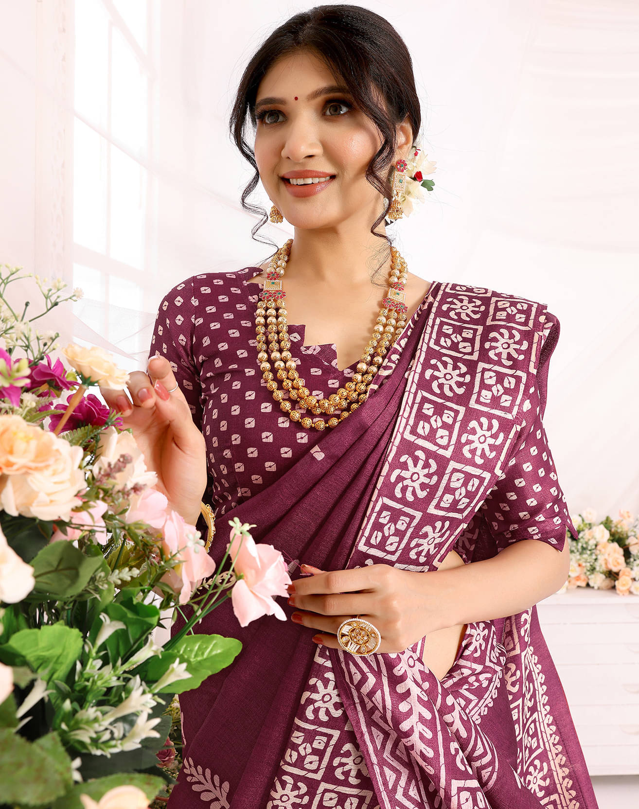Yashika Art Silk Printed Regular Saree With Unstitched Blouse Piece ( Purple ) Yashika Art Silk Printed Regular Saree With Unstitched Blouse Piece ( Purple )