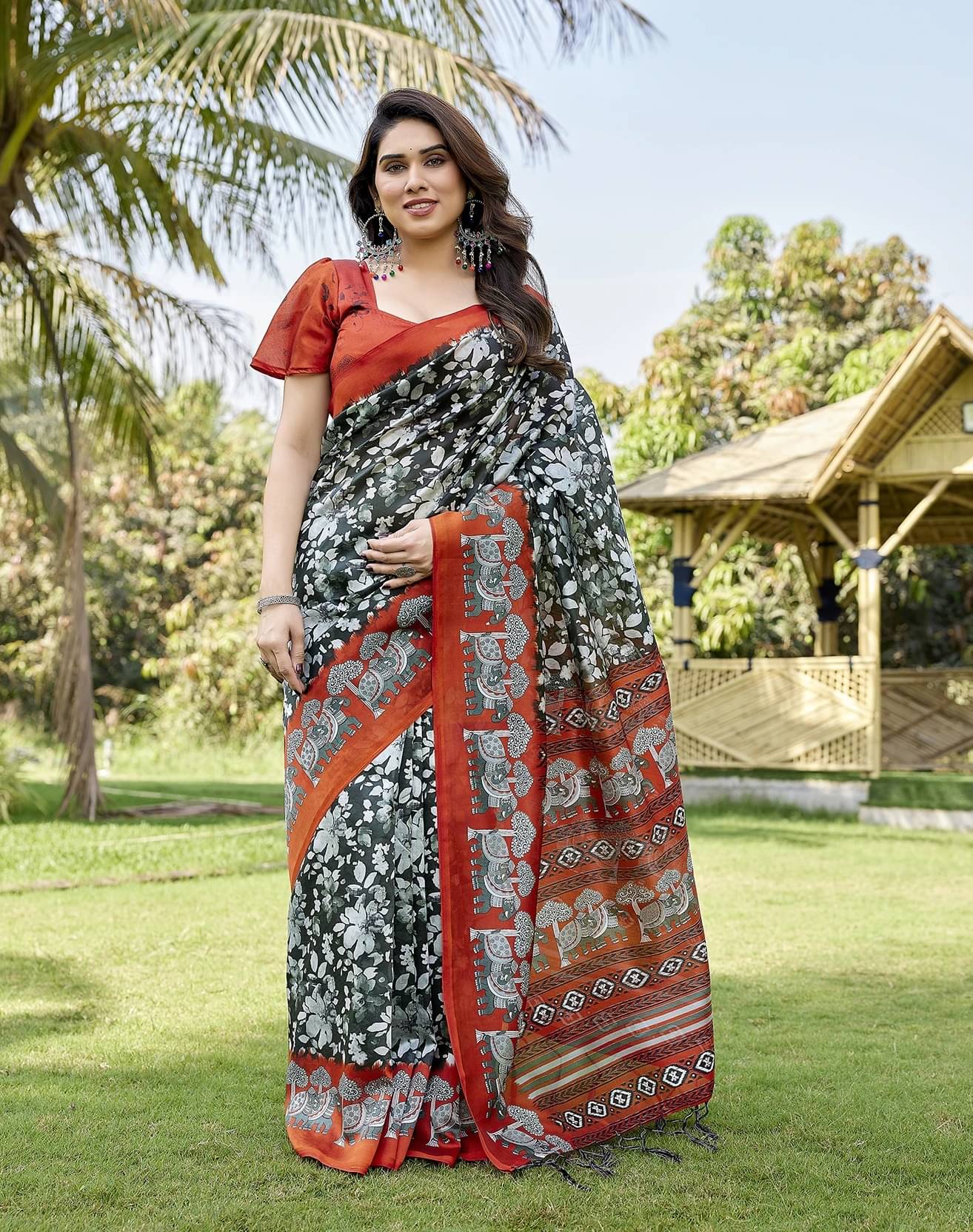 Yashika Art Silk Printed Regular Saree With Unstitched Blouse Piece ( Green ) Yashika Art Silk Printed Regular Saree With Unstitched Blouse Piece ( Green )