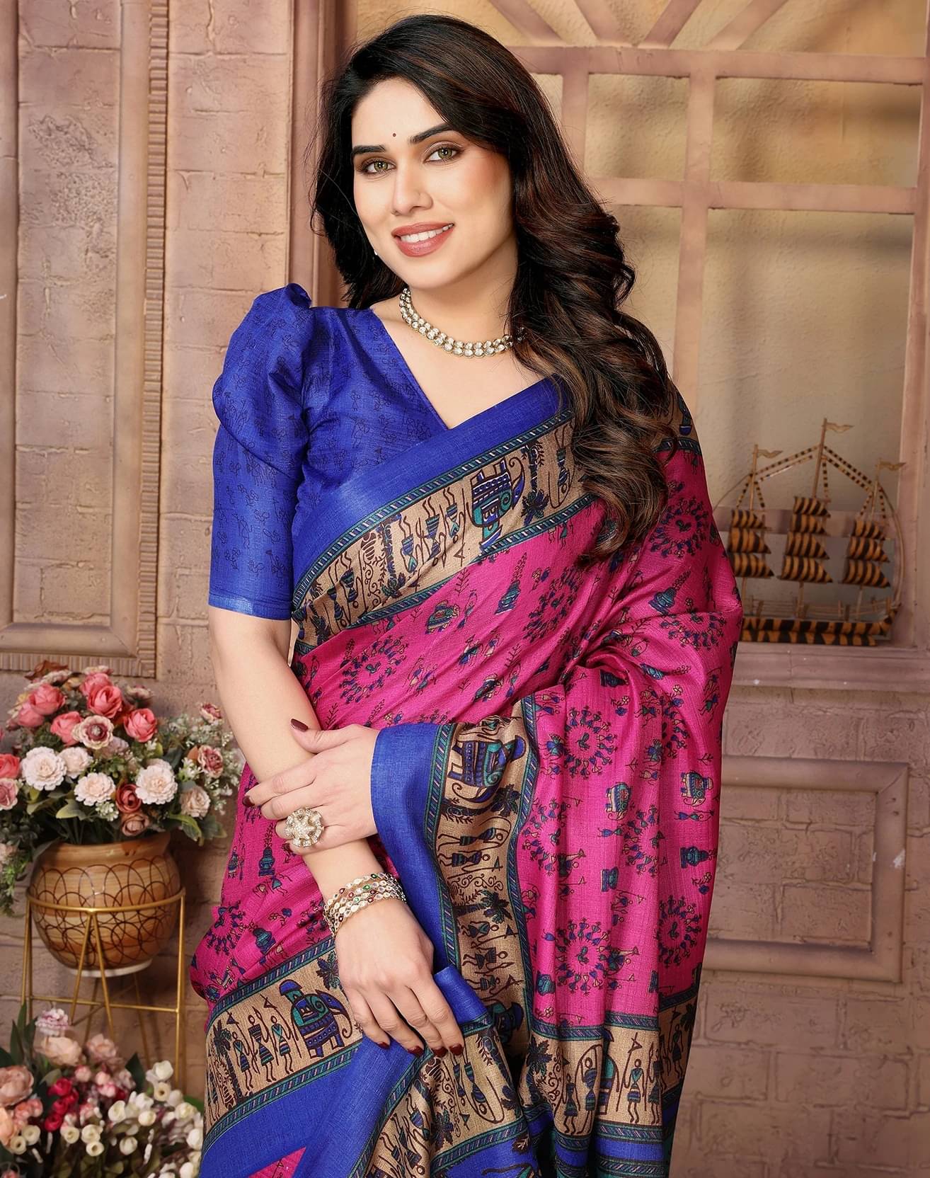 Yashika Art Silk Printed Regular Saree With Unstitched Blouse Piece ( Pink ) Yashika Art Silk Printed Regular Saree With Unstitched Blouse Piece ( Pink )