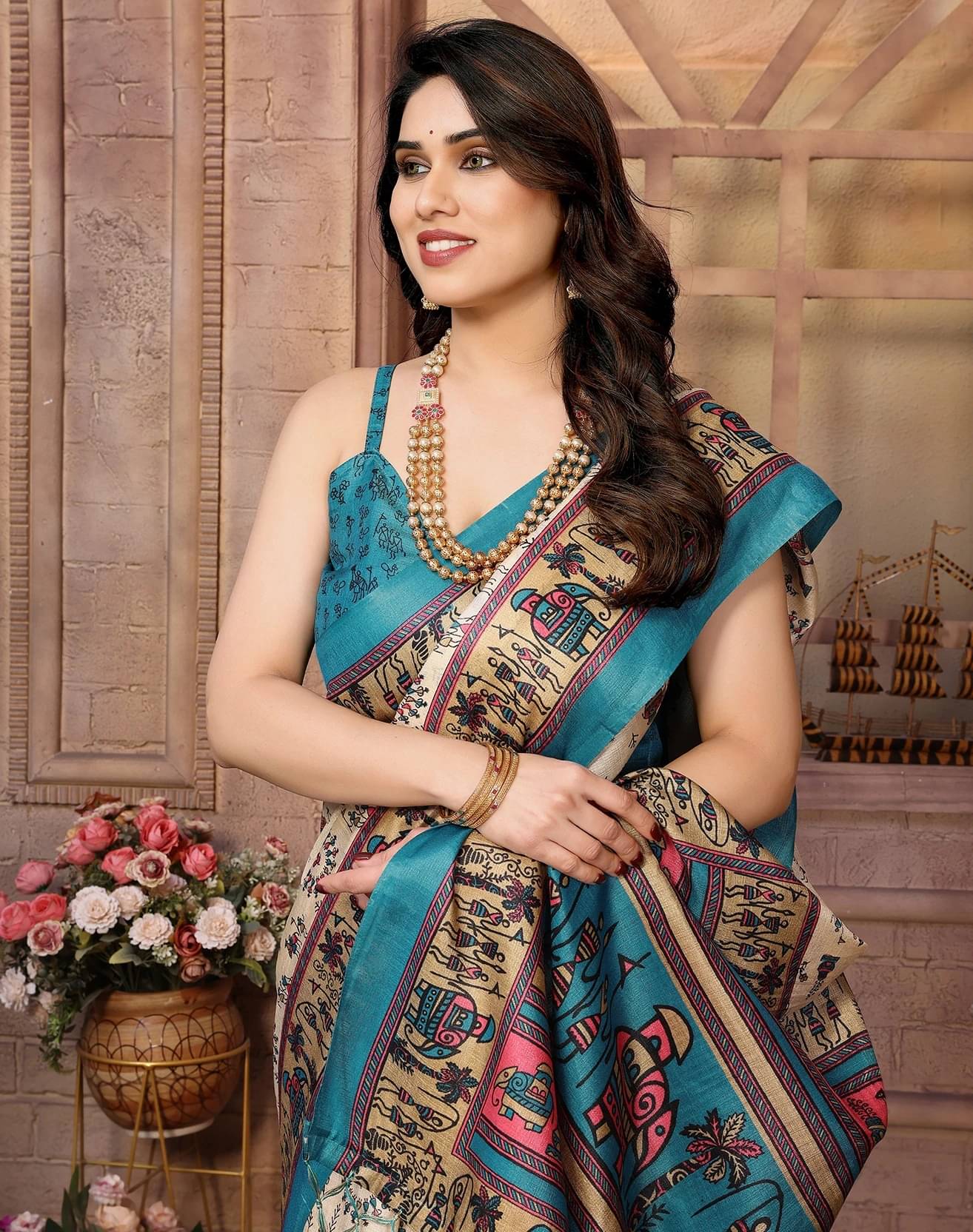 Yashika Art Silk Printed Regular Saree With Unstitched Blouse Piece ( Blue ) Yashika Art Silk Printed Regular Saree With Unstitched Blouse Piece ( Blue )
