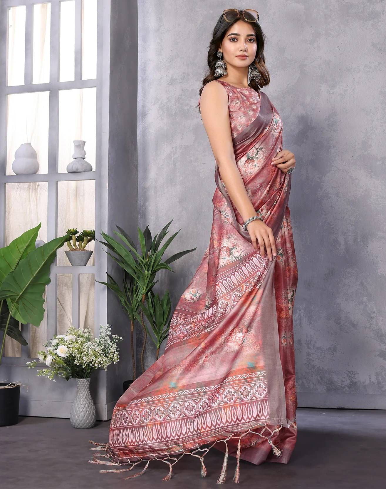 Yashika Art Silk Printed Regular Saree With Unstitched Blouse Piece ( Pink ) Yashika Art Silk Printed Regular Saree With Unstitched Blouse Piece ( Pink )