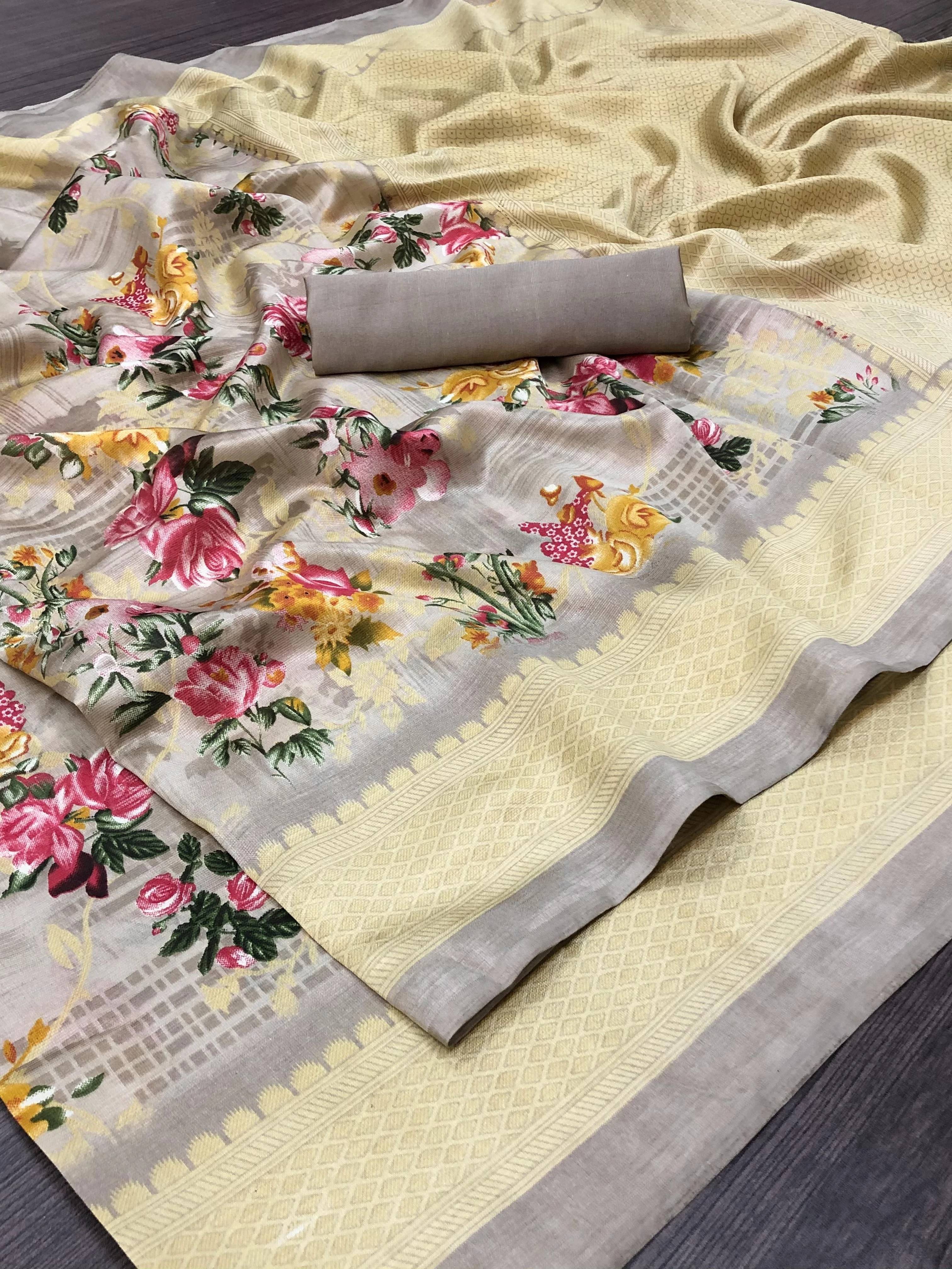     			Yashika Art Silk Printed Regular Saree With Unstitched Blouse Piece ( Mustard )