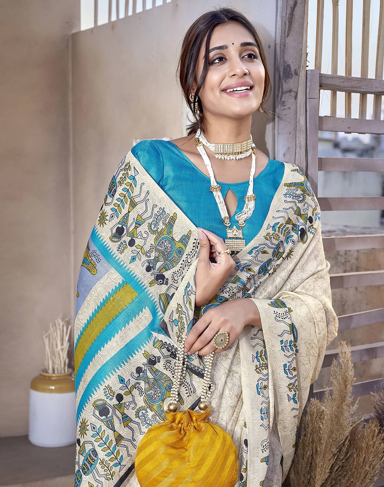 Yashika Art Silk Printed Regular Saree With Unstitched Blouse Piece ( Blue ) Yashika Art Silk Printed Regular Saree With Unstitched Blouse Piece ( Blue )
