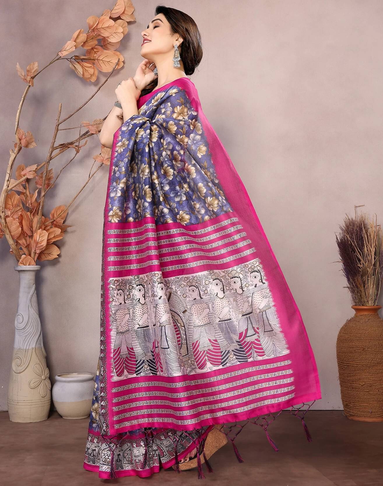 Yashika Art Silk Printed Regular Saree With Unstitched Blouse Piece ( Blue ) Yashika Art Silk Printed Regular Saree With Unstitched Blouse Piece ( Blue )
