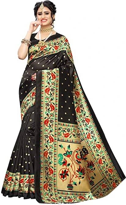 Yashika Art Silk Printed Regular Saree With Unstitched Blouse Piece ( Multicolor ) Yashika Art Silk Printed Regular Saree With Unstitched Blouse Piece ( Multicolor )