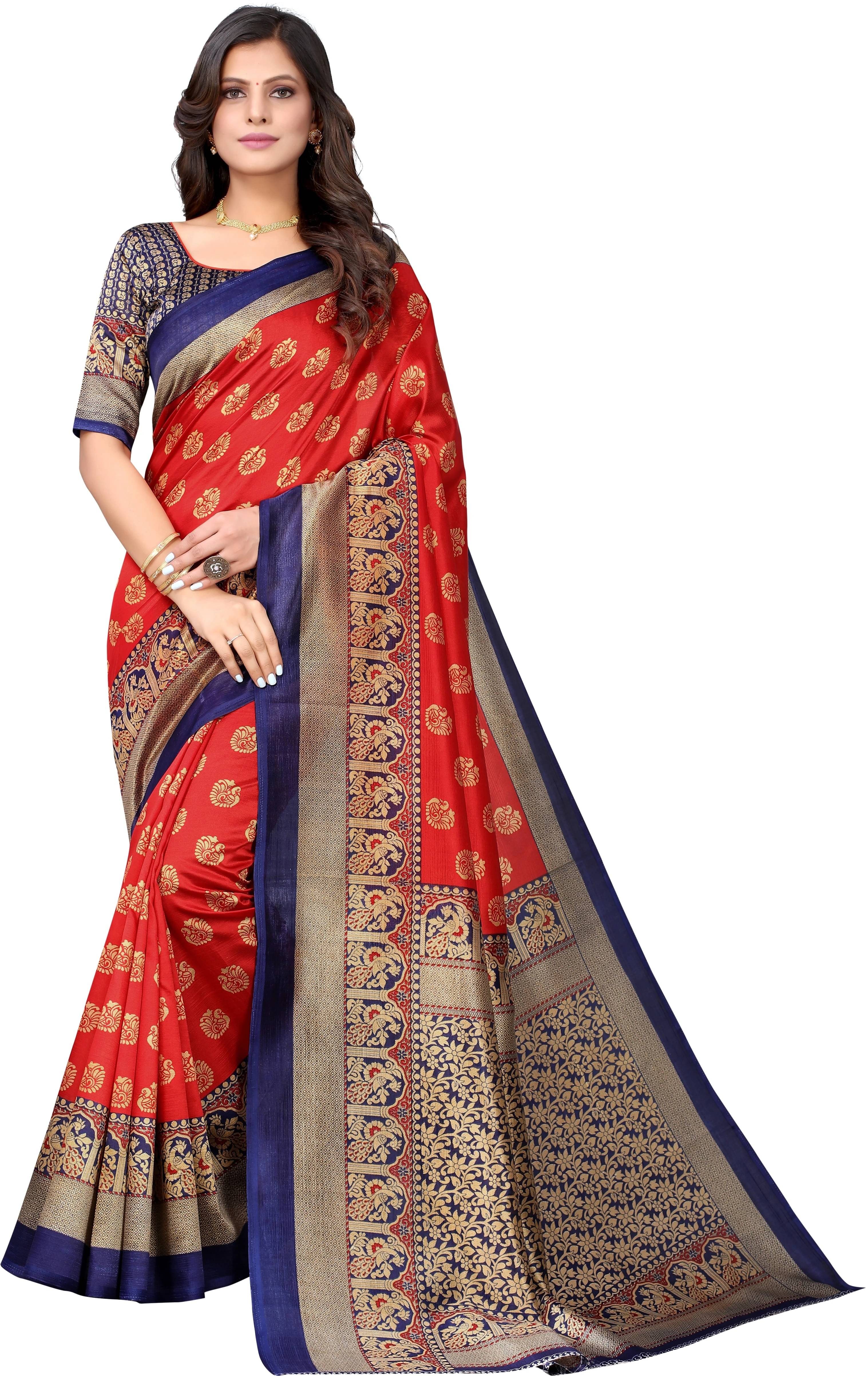     			Yashika Art Silk Printed Regular Saree With Unstitched Blouse Piece ( Multicolor )
