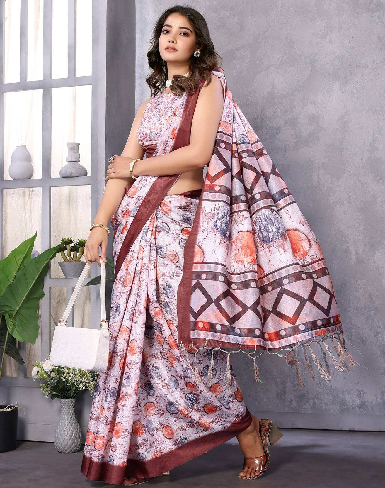 Yashika Art Silk Printed Regular Saree With Unstitched Blouse Piece ( Brown ) Yashika Art Silk Printed Regular Saree With Unstitched Blouse Piece ( Brown )
