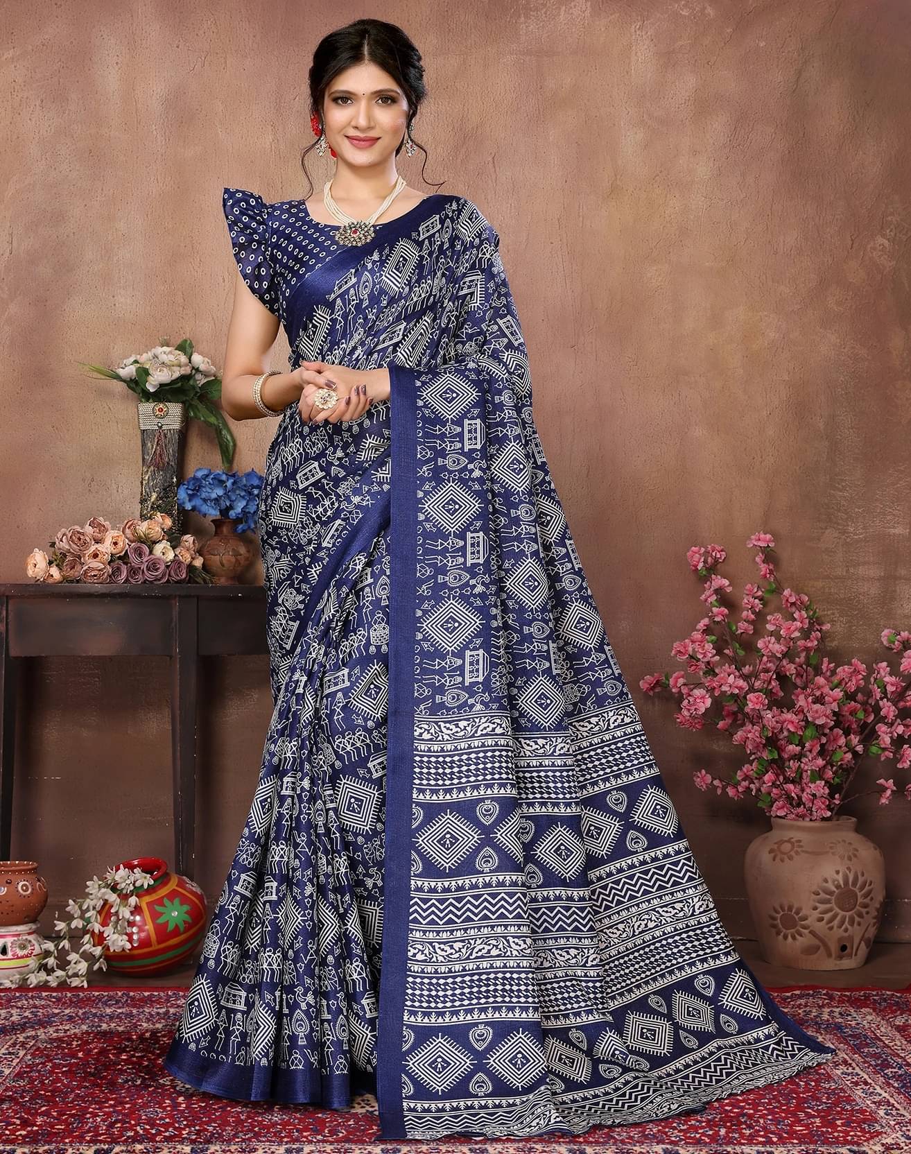 Yashika Art Silk Printed Regular Saree With Unstitched Blouse Piece ( Blue ) Yashika Art Silk Printed Regular Saree With Unstitched Blouse Piece ( Blue )